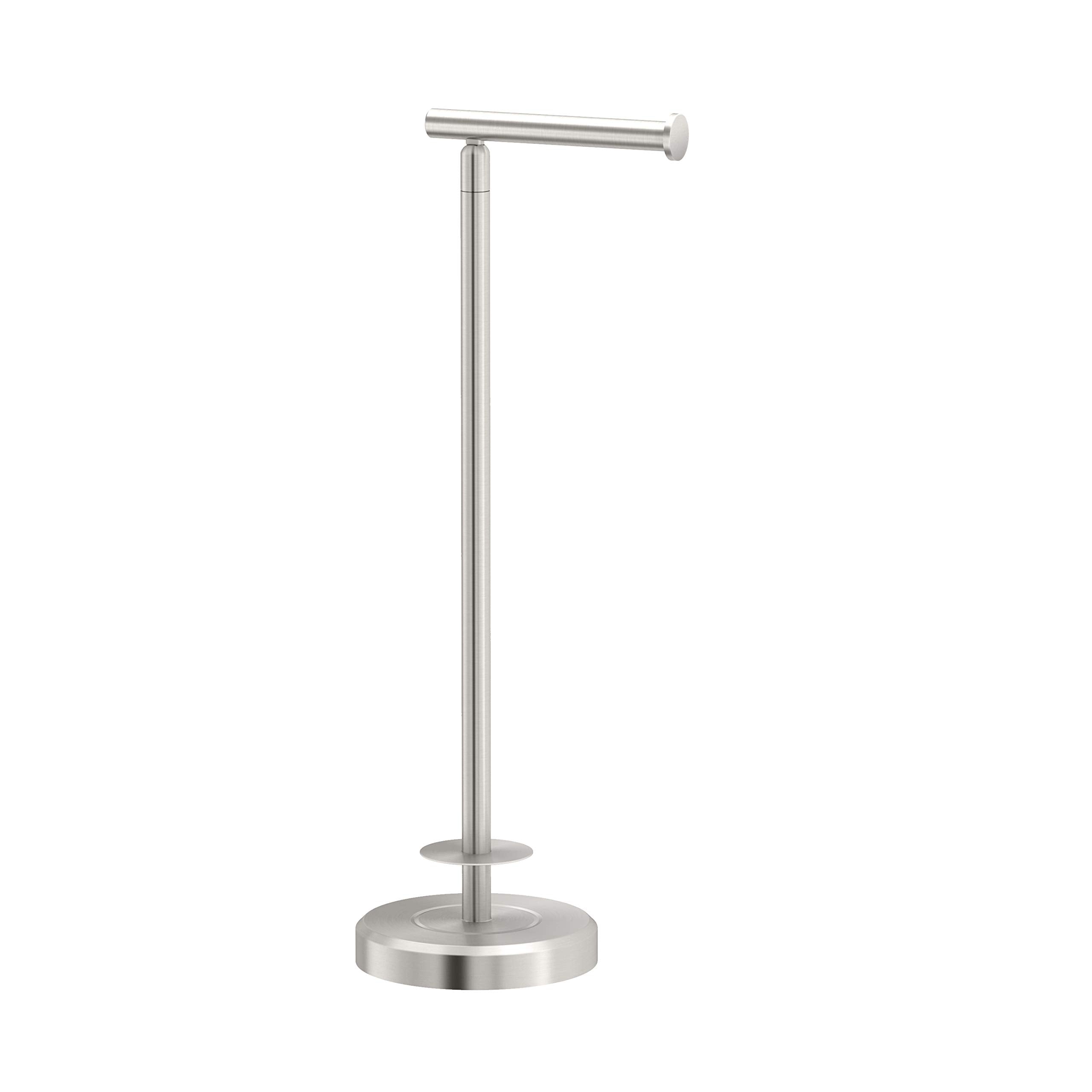 Gatco 1448Sn Latitude Ii Freestanding Toilet Paper Holder With Storage, Satin Nickel/Stand Alone 22.25'' H Toilet Tissue Stand W