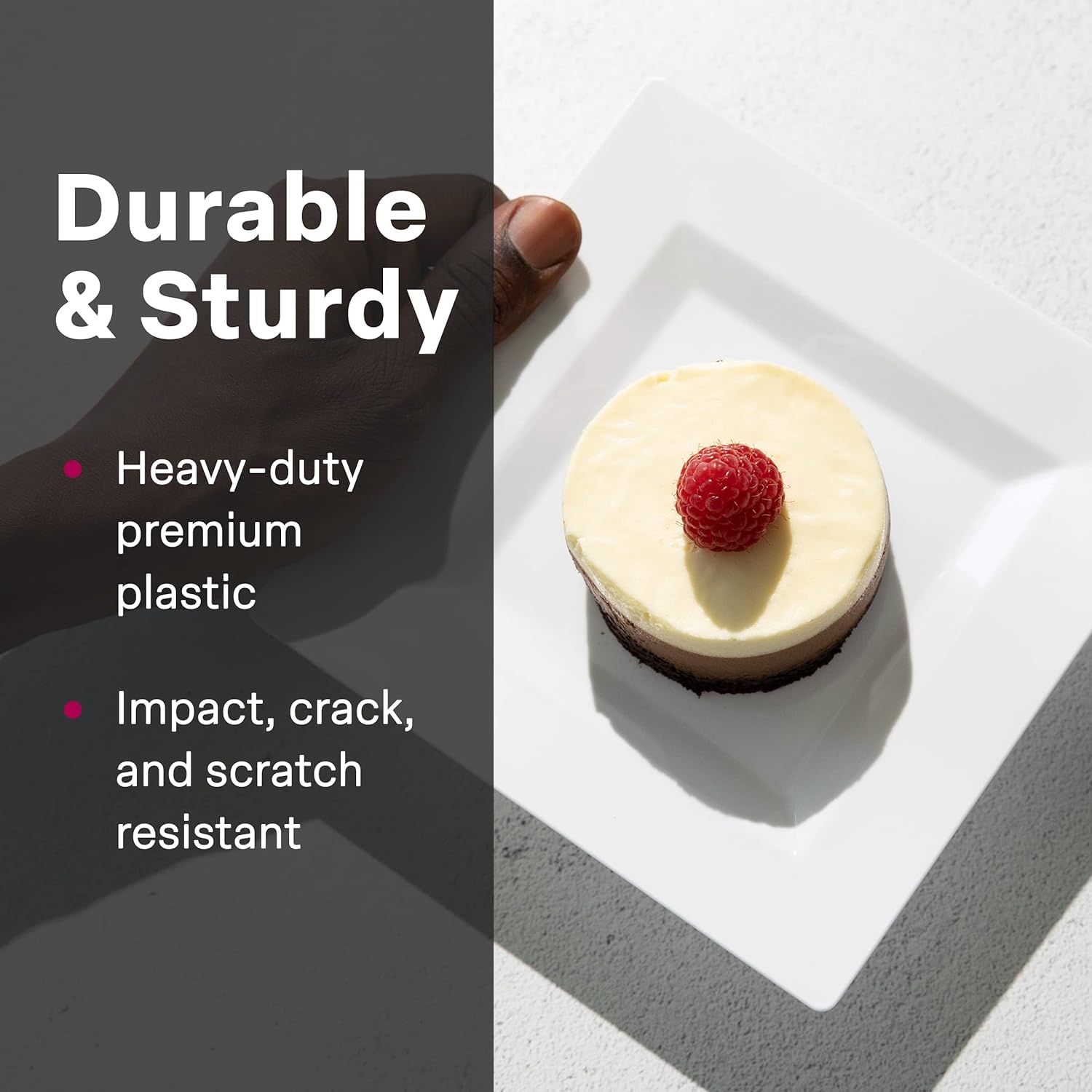 Aya'S Cutlery Kingdom 200 Square Plastic Plates - Heavy Duty Disposable Plates - Includes 100 Dinner Plates (10-Inch) And 100 Sa