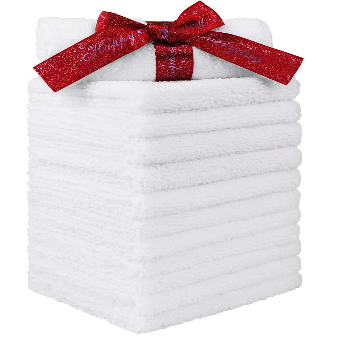 Homexcel Microfiber Washcloths 12 Pack, Highly Absorbent And Soft Face Towel, Multi-Purpose White Wash Cloths For Bathroom, Hote