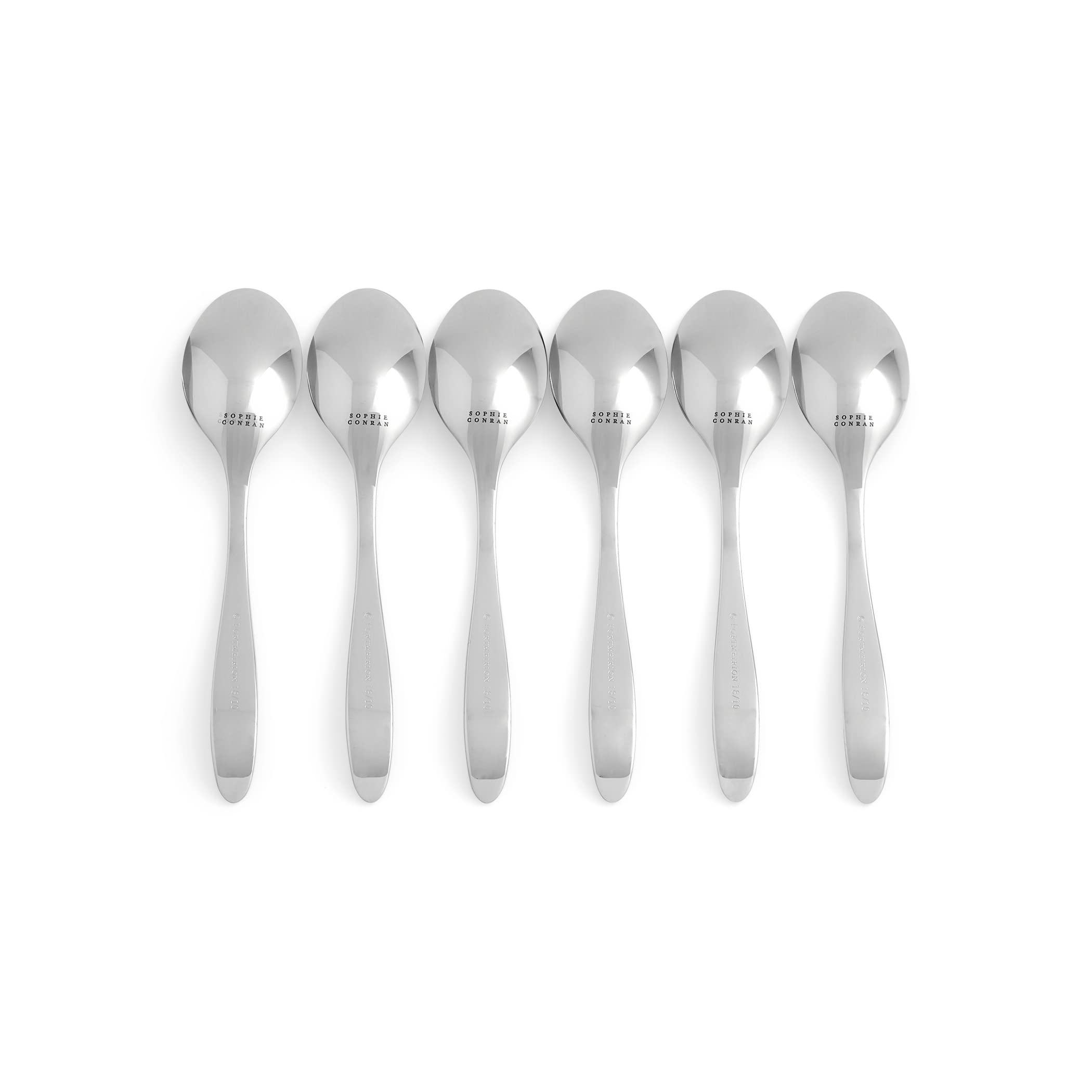 Spode Portmeirion Sophie Conran 5.7'' Floret Spoons | Set Of 6 Dessert Spoons | Made From 18/10 Stainless Steel | Dishwasher Saf