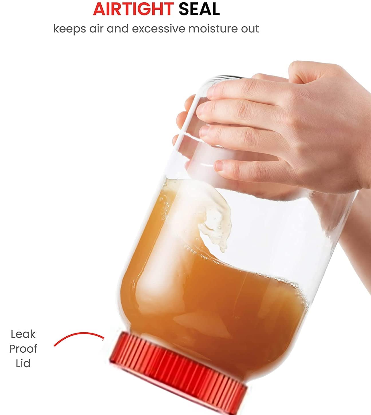 Feelopie Piramal Glass Jar 2000 ml Round pickle Jars for kitchen home storage Transparent airtight Glass Containers for Kitchen