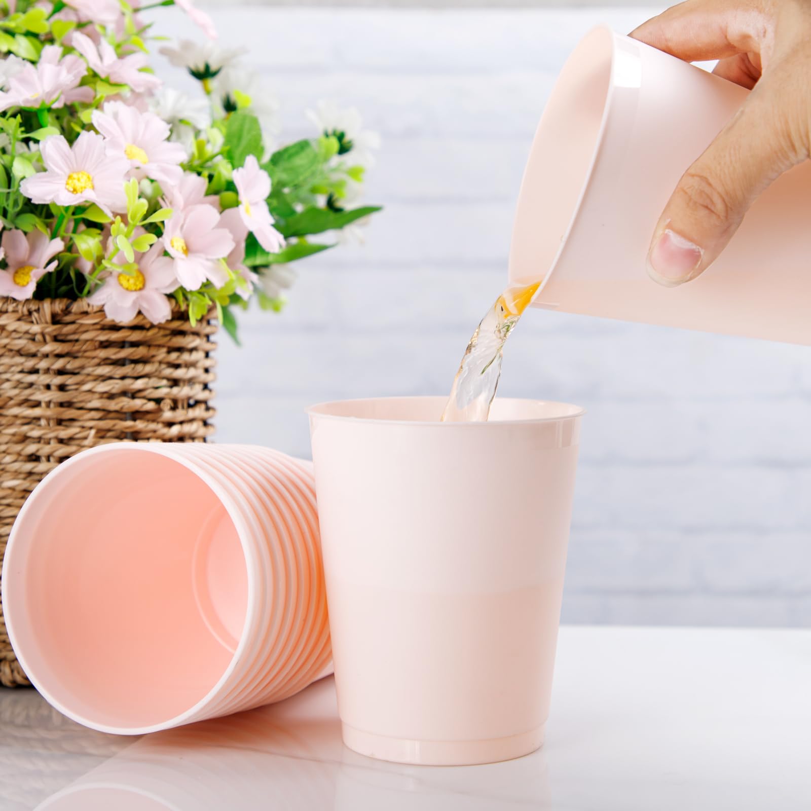 Liacere 16 Pcs Pink Plastic Cups 16Oz Plastic Cups Bachelorette Party Cups Pink Disposable Cups Bride Cups Perfect For Wedding &