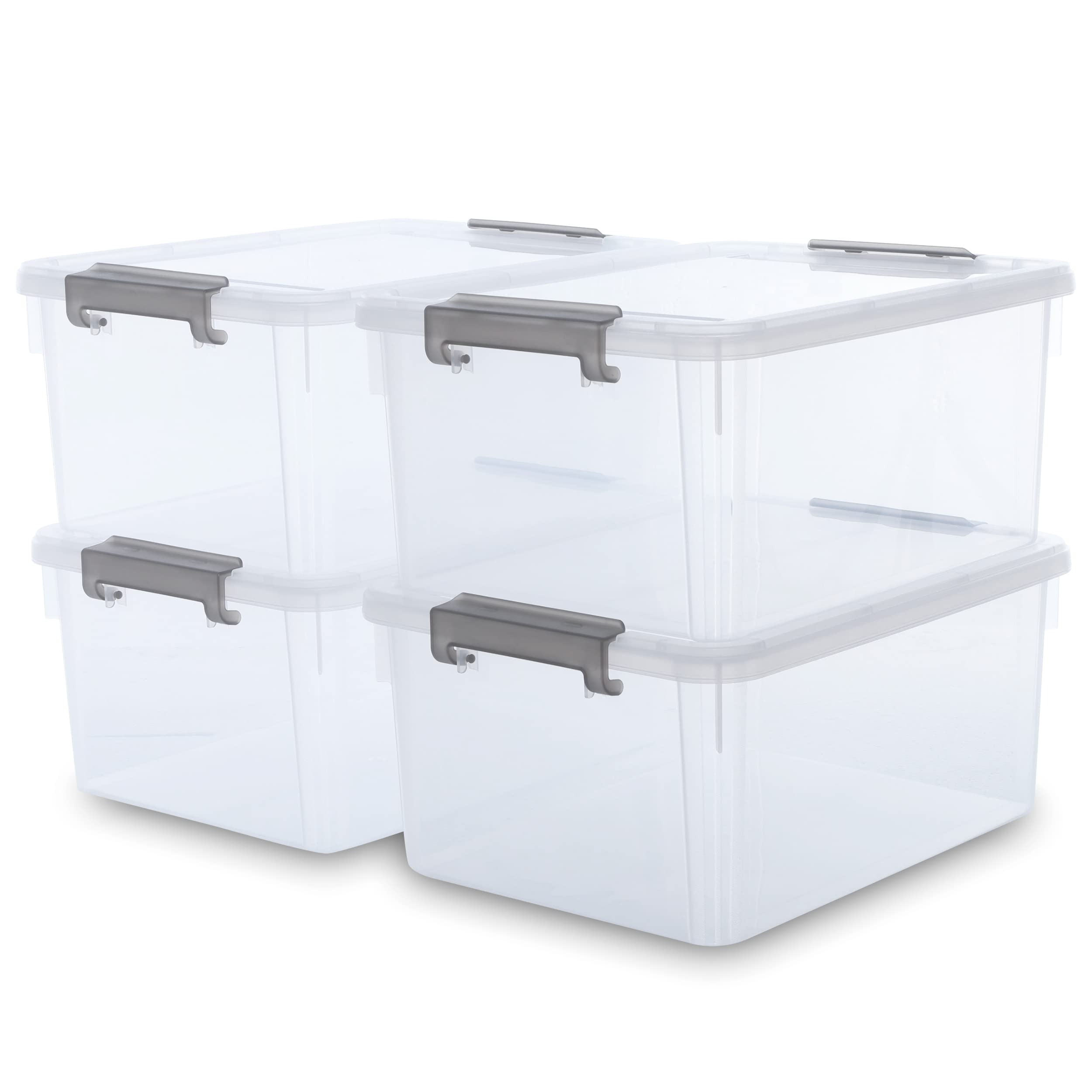 Citylife 17 Qt Plastic Storage Bins With Latching Lids Stackable Storage Containers For Organizing Large Clear Storage Box For G