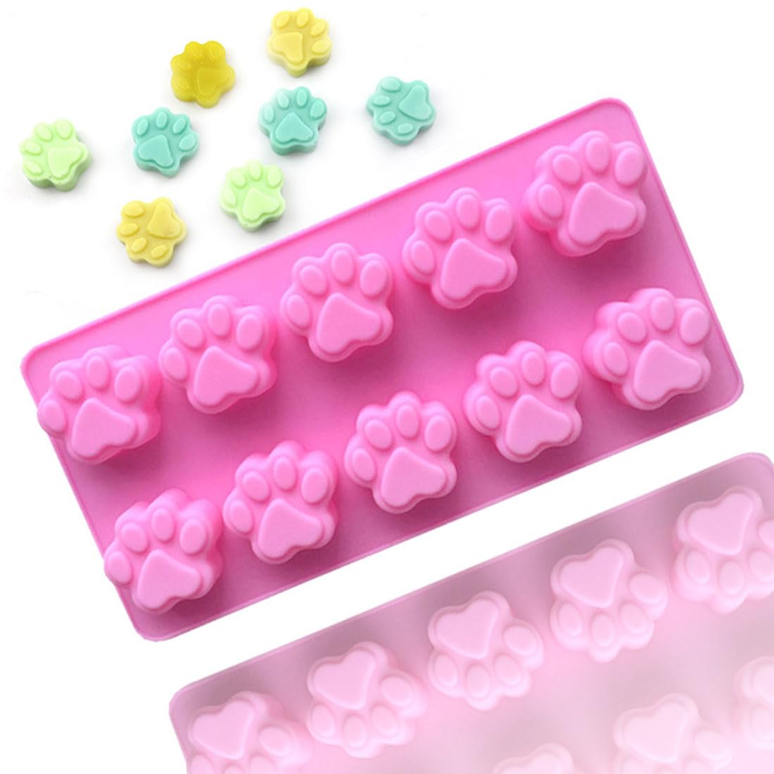 Wellyuk Silicone Mold Ice Tray Dog Mini Cat Paw Print Animal Cupcake Cute Muffin Baking Cup Cake Chocolate Soap Candy Candle Pin
