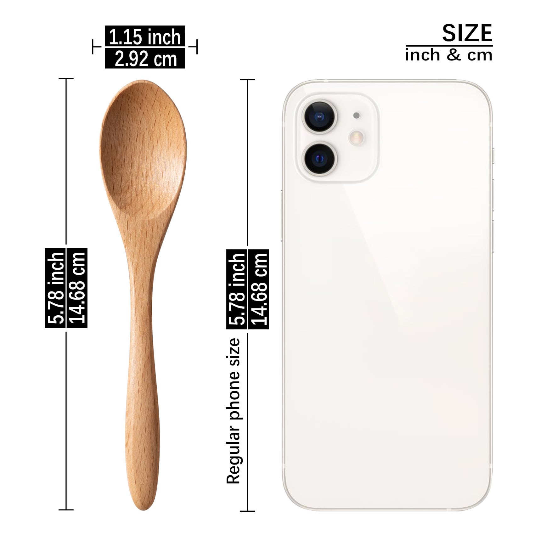 Hefild 7 Pcs Small Wooden Spoons, 5.8 Inch Honey Spoons For Tea, Beech Wooden Honey Teaspoon For Coffee, Little Tiny Wood Spoons