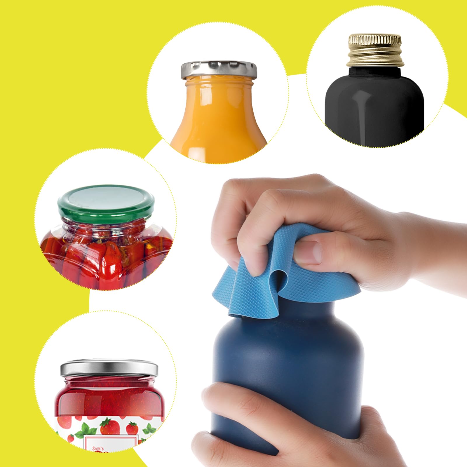 4Pcs Jar Opener Gripper Pads, Reusable Bottle Opener Rubber Jar Gripper For Arthritic Weak Hands Multi-Function Lid Opener Fit F