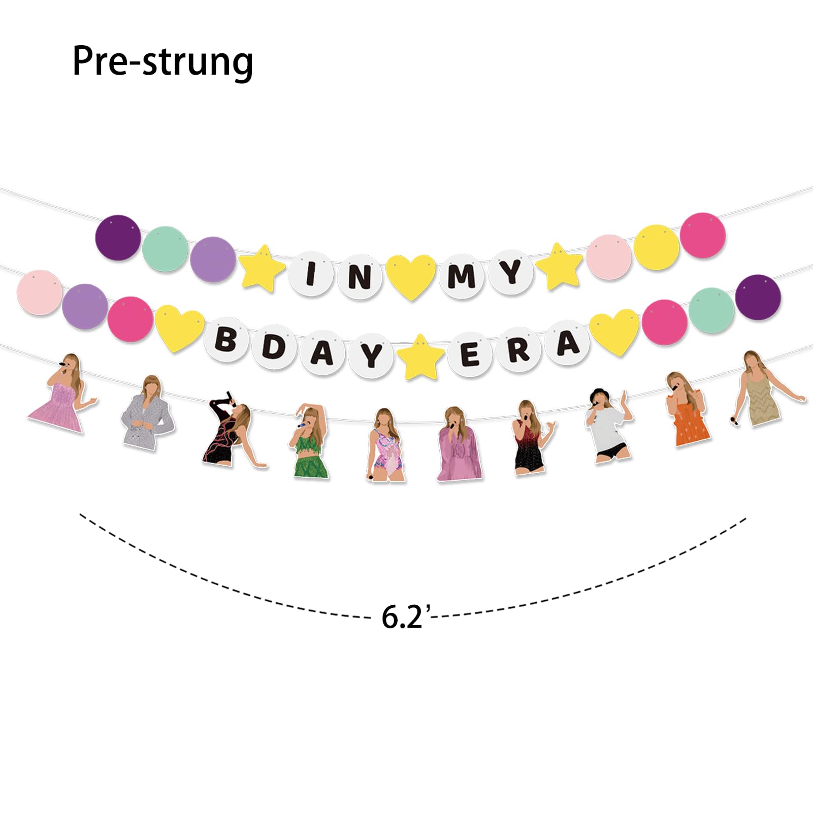Pre-strung In My Birthday Era Banner Friendship Bracelet Garland for Singer Birthday Party Decorations Bday Photo Booth Backdrop