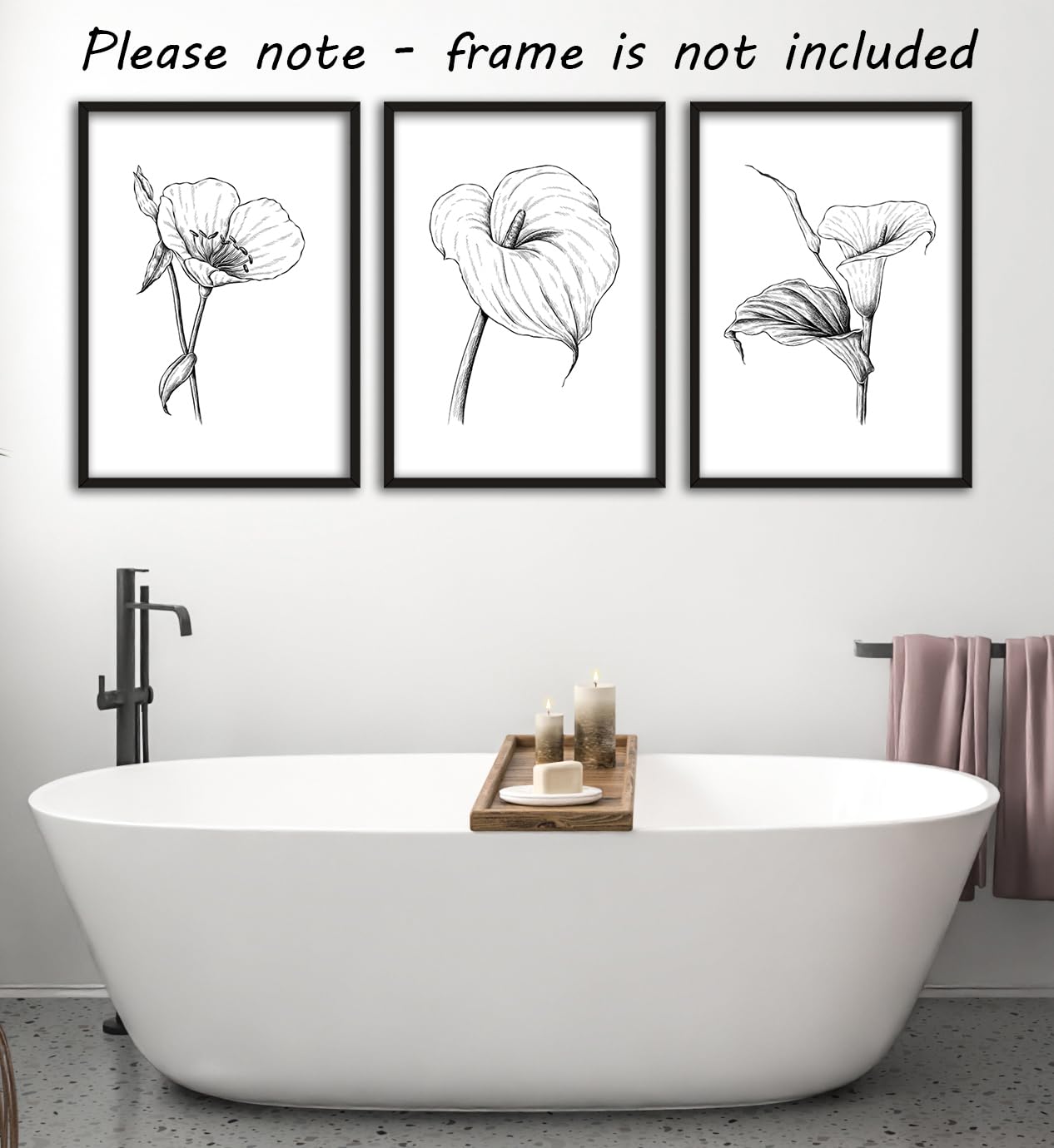 Wild Lily Flowers Set Of 3 Unframed Wall Art Prints, Abstract Tropical Plant Decor, Living Room Bedroom Bathroom Poster Home Dec