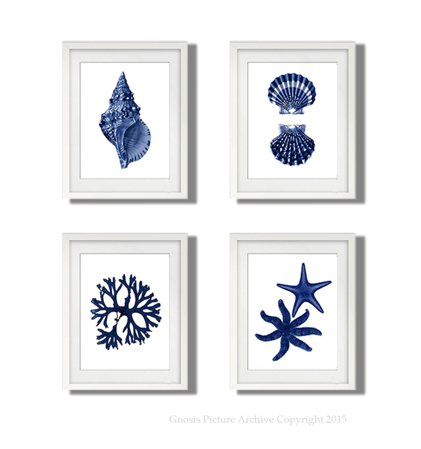 Gnosis Picture Archive Navy Blue Beach Wall Art Decor Set Of 4 Unframed Prints Coastal Home Decor