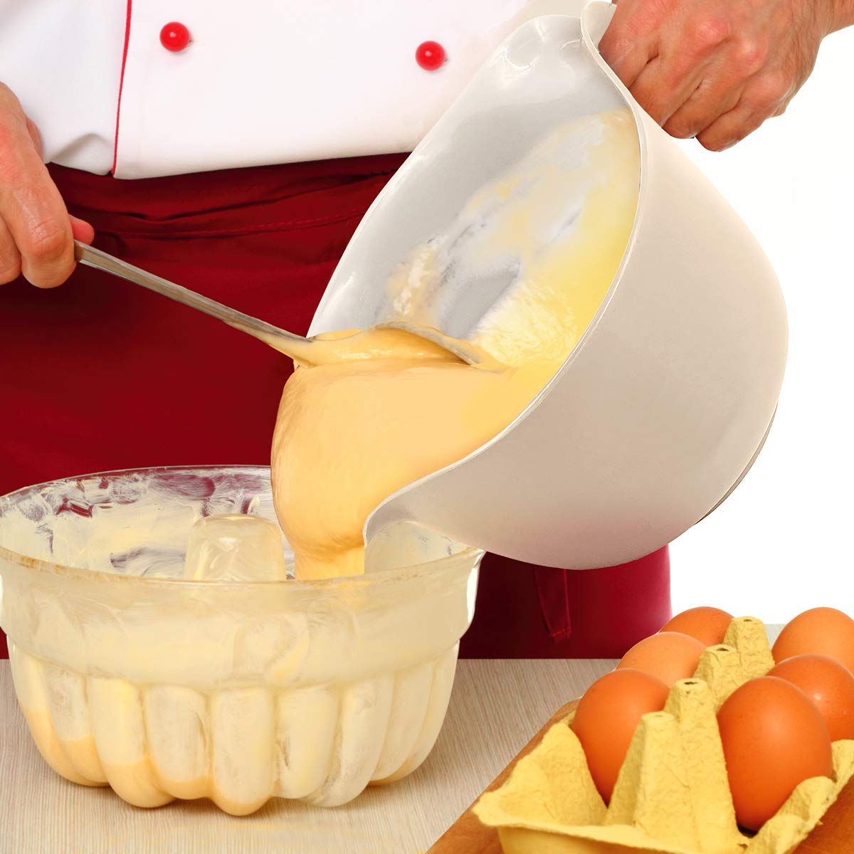 Glad Mixing Bowl With Handle - 3 Quart | Heavy Duty Plastic With Pour Spout And Non-Slip Base | Dishwasher Safe Kitchen Supplies