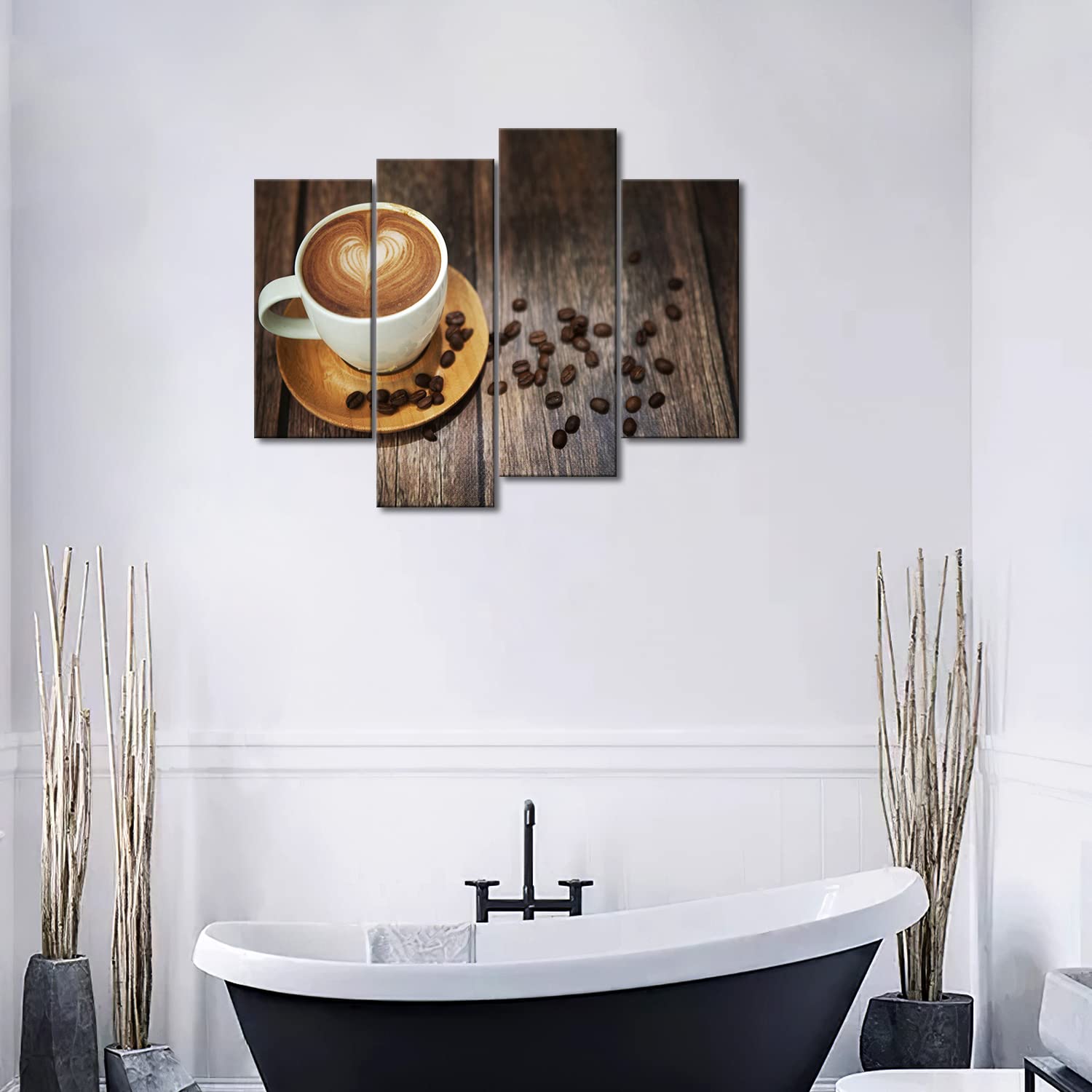 Brown Coffee with Heart Pattern in White Cup Wall Art Painting The Picture Print On Canvas Food Pictures for Home Decor Decoration Gift