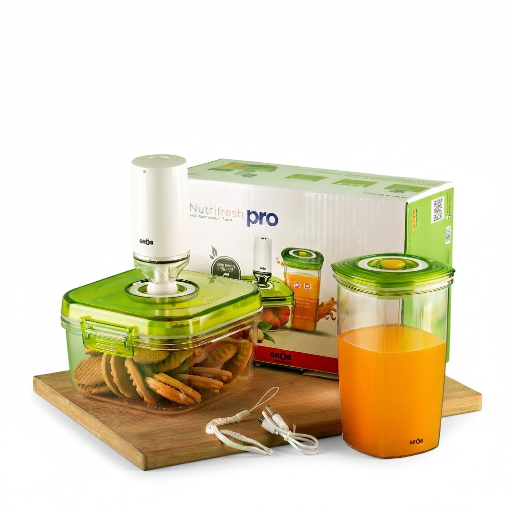 Grob Nutrifresh Pro Storage Container & Jar With Automatic Vacuum Pump | Auto Vacuuming Storage Containers Set | Food Preservati
