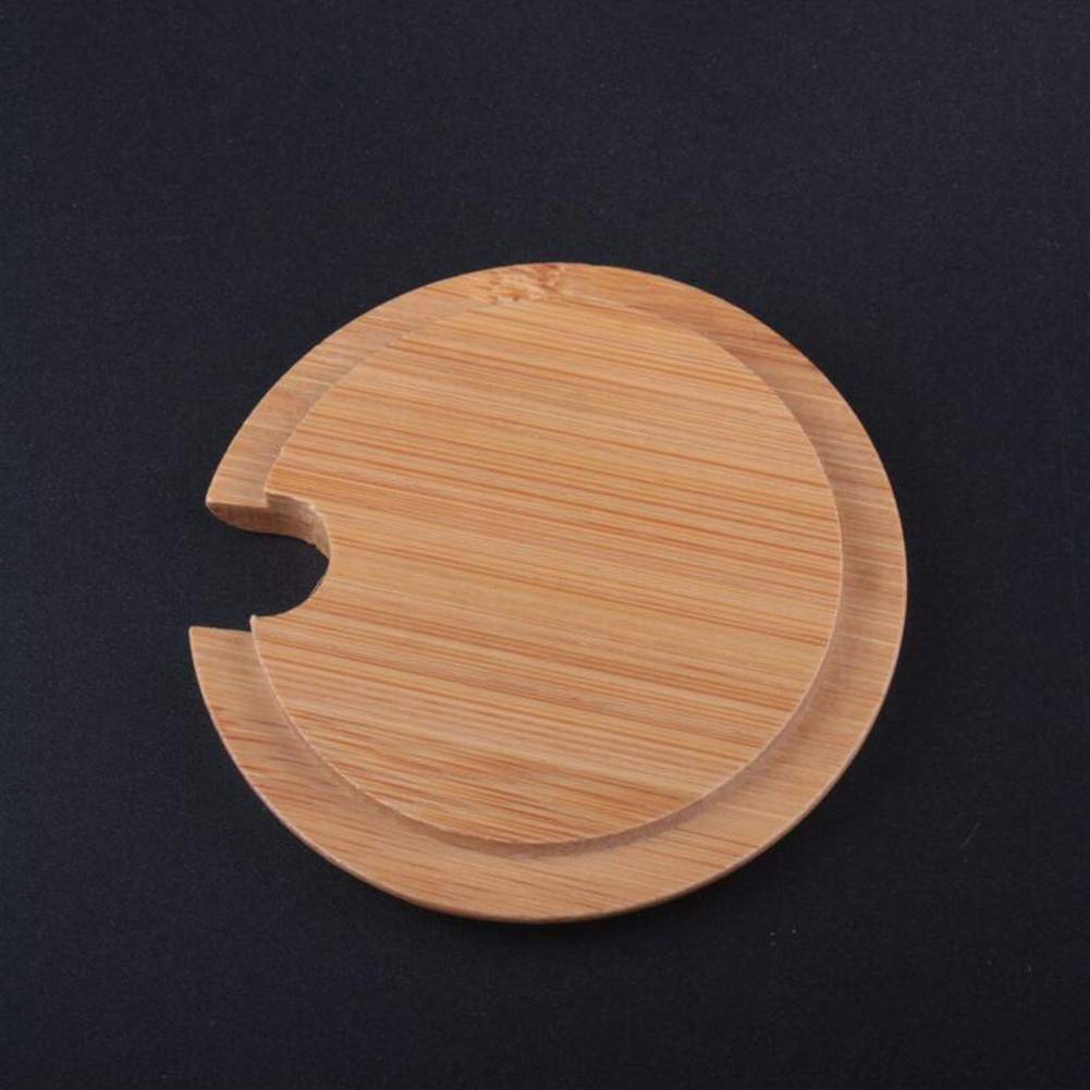 4Pcs Natural Bamboo Mug Lids With Spoon Hole Regular Mouth Mug Cover Heat Resistant Decorative Bamboo Lids Compatible Cup Lid Fo