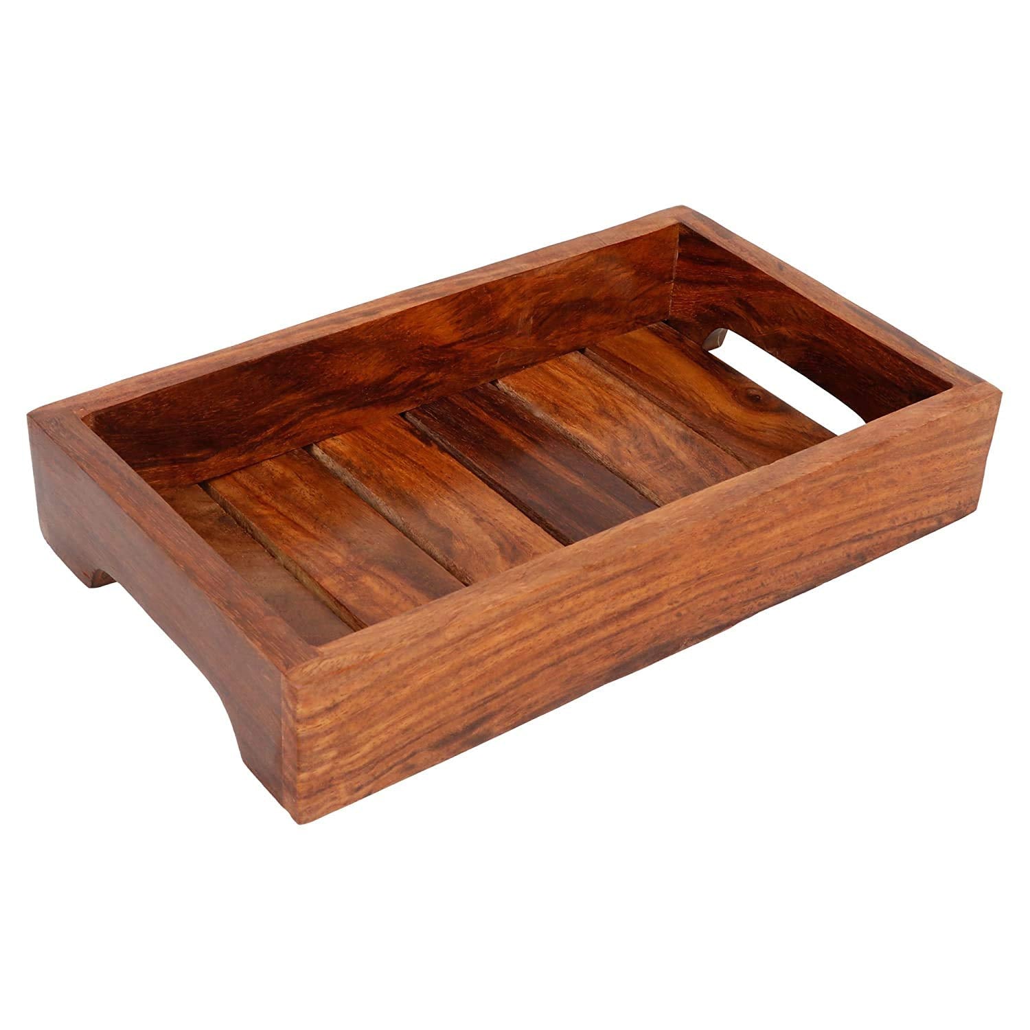 Woodykart Wooden Handmade Serving Tray/Table Decor Brown (10 X 6 X 2 Inches)