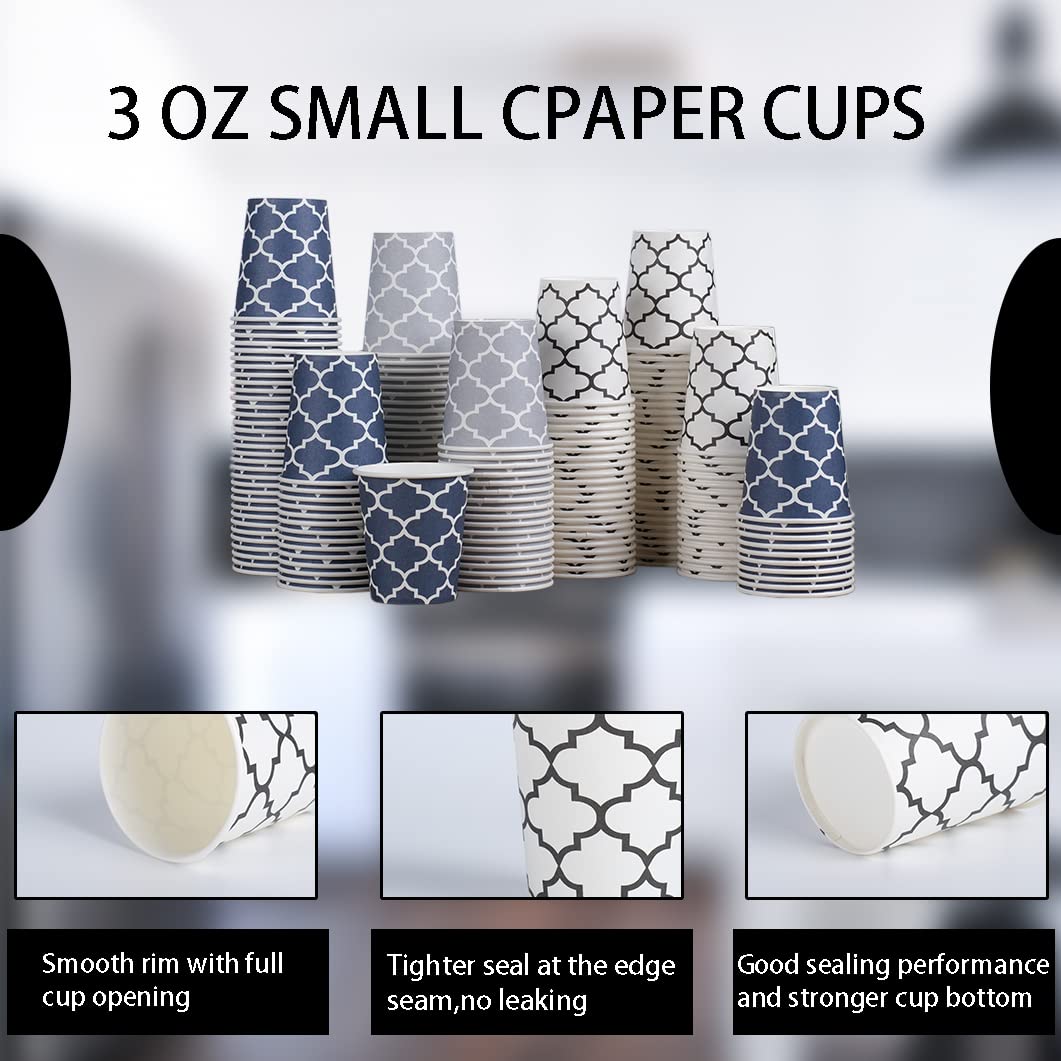 [300 Pack] 3 oz Disposable Paper Cups  Small Mouthwash Cups 3 OZ  Mini Bathroom Cups  Paper Coffee Cups 3 Ounce for Bathroom  Supermarket  Birthday Party  Travel  Events  Picnic  BBQ