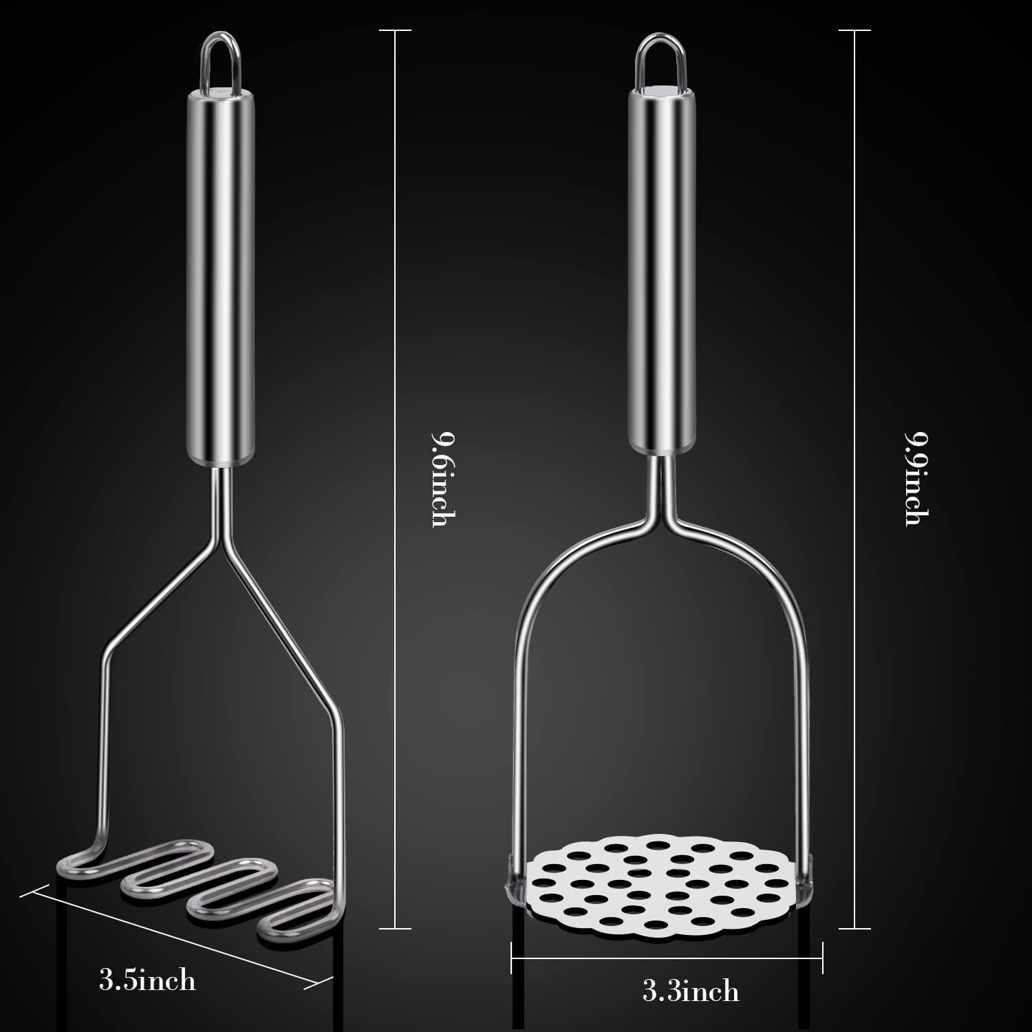 Potato Masher, Sopito 2 Pack Stainless Steel Integrated Masher Kitchen Tool Food Masher For Potatoes, Vegetables, Berries, Fruit