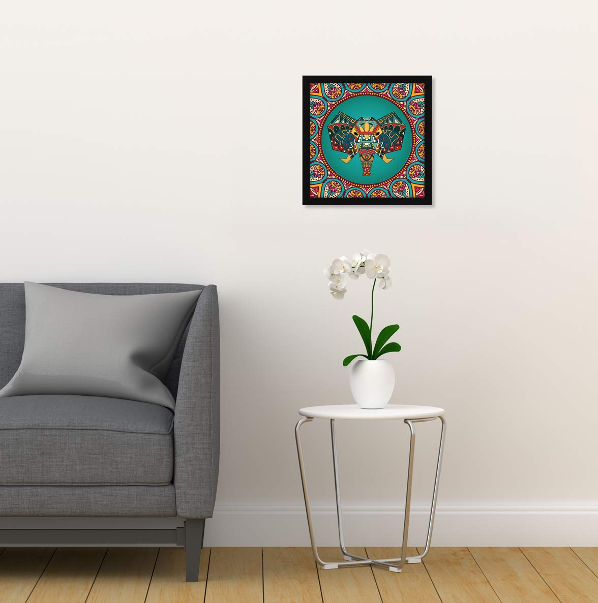 Artx Paper Elephant Mandala Pop Wall Art Painting (Multicolor, 13X13 In)