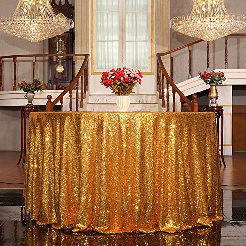 Eternal Beauty Sequin Tablecloth,Sparkly Table Cloth For Wedding Party, Christmas Decorations Round Glitter Tablecloth (120'', G