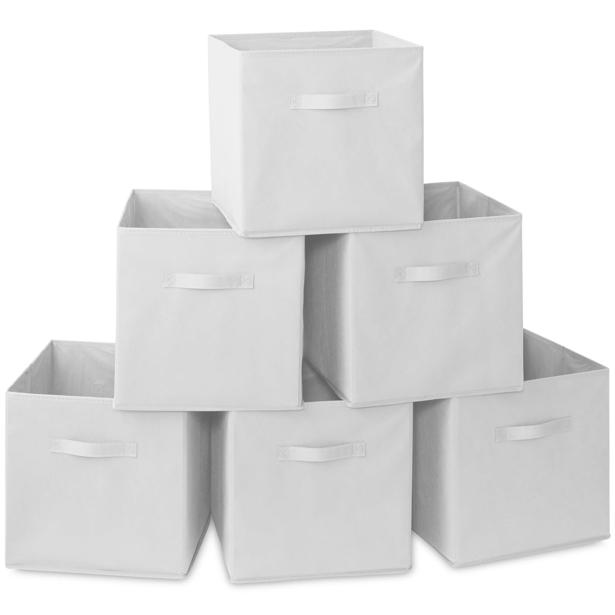 Casafield Set Of 6 Collapsible Fabric Cube Storage Bins, White - 13'' Foldable Cloth Baskets For Shelves, Cubby Organizers & Mor