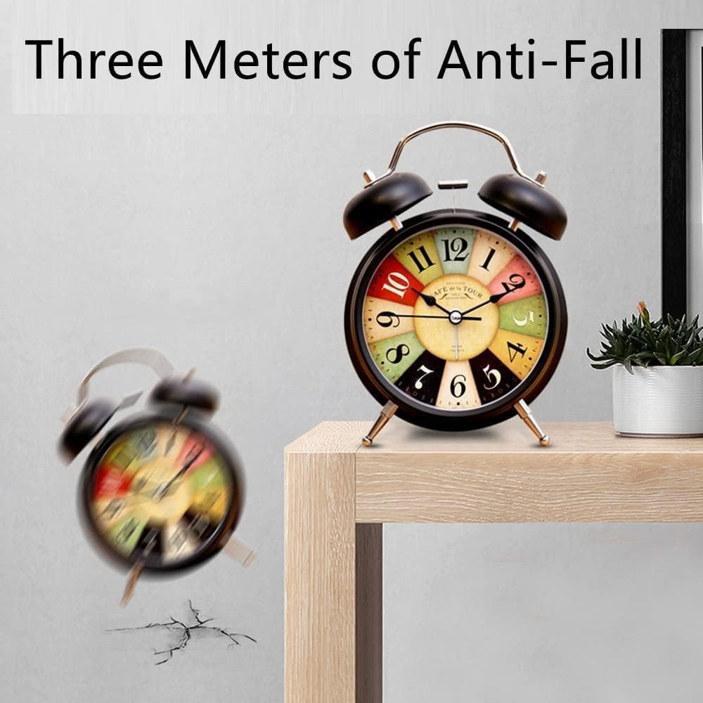 Aerys Vintage Twin Bell Alarm Clock, Analog Display, Night Led Light, Extra Loud Heavy Ringer, Table Clock For Students And Kids