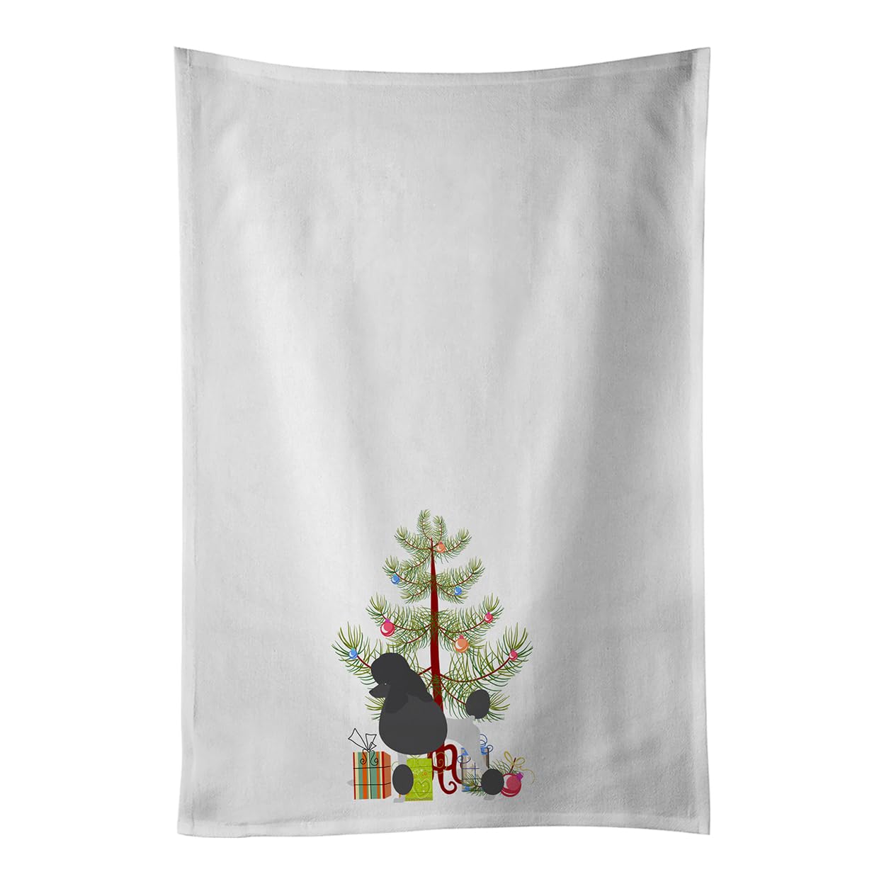 Poodle Merry Christmas Tree White Kitchen Towel Set of 2