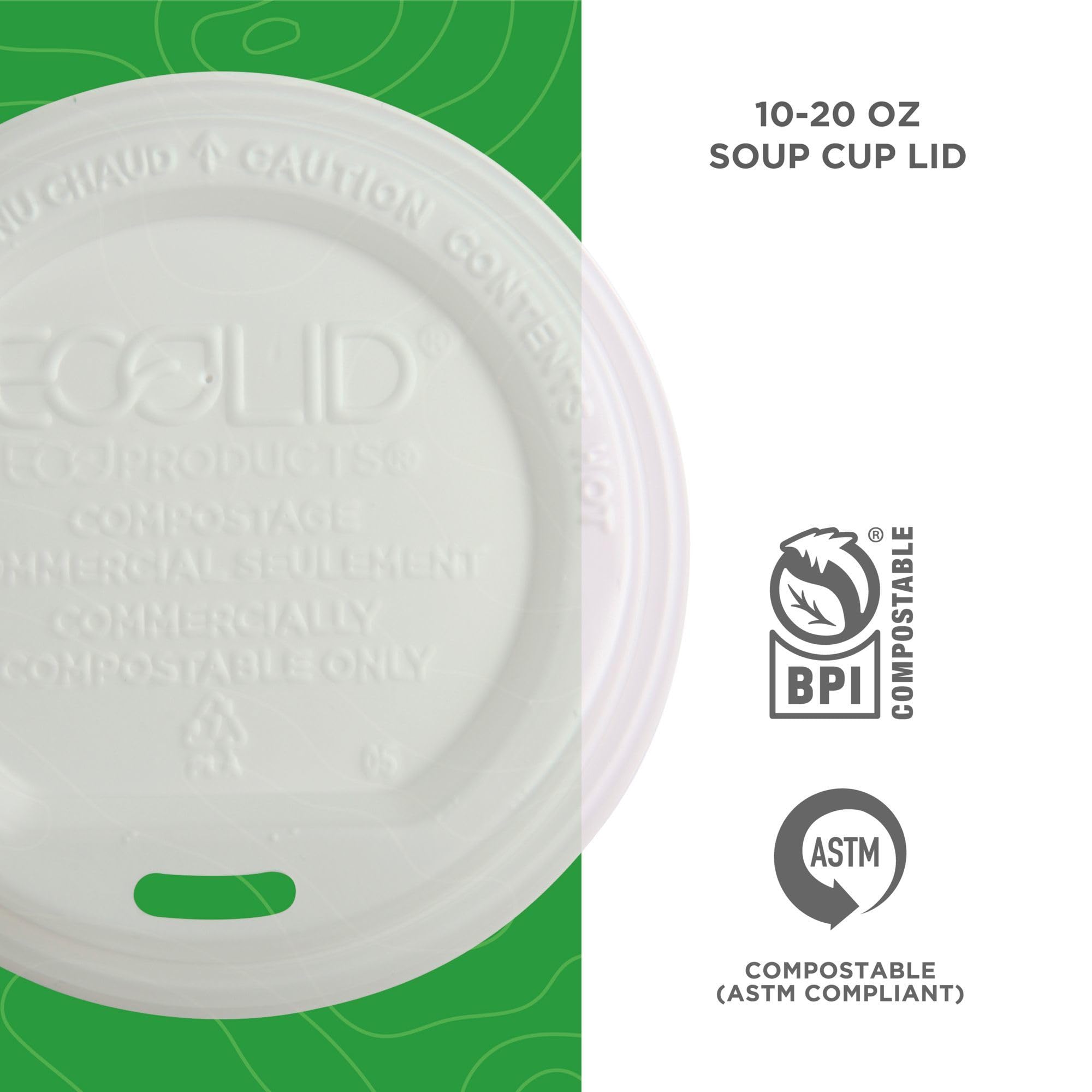 Eco-Products Disposable Hot Coffee Cup Lid, Eco-Friendly Compostable Cup Sip Lid, Lid For 10-20 Oz, Case Of 800