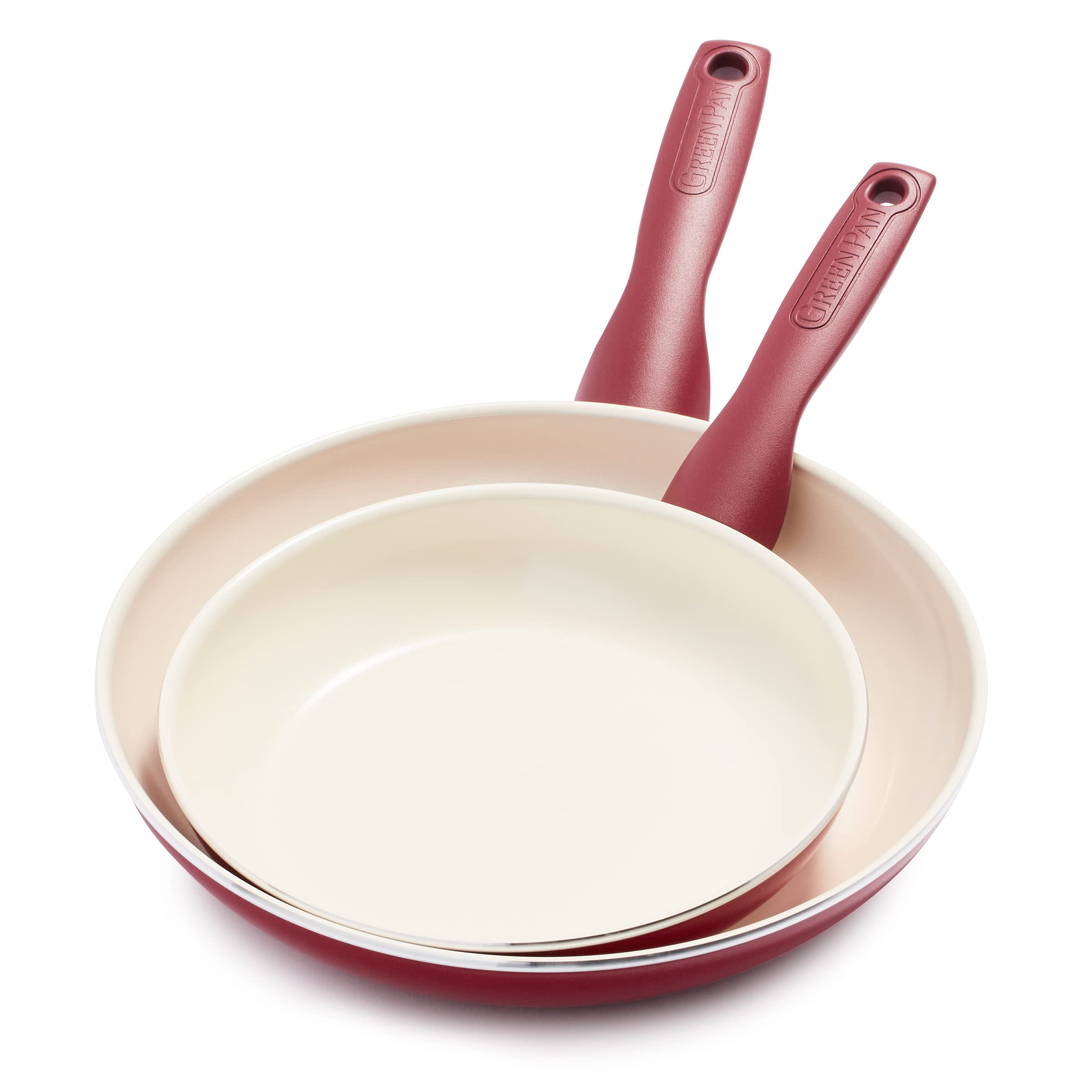 Greenpan Rio Healthy Ceramic Nonstick, Frying Pan Set, 8 And 10, Red