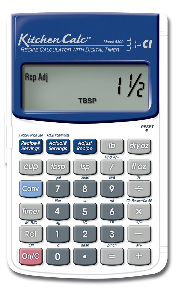 Calculated Industries 8300 KitchenCalc Recipe Conversion and Culinary Math Calculator with Digital Timer for Chefs, Culinary Stu