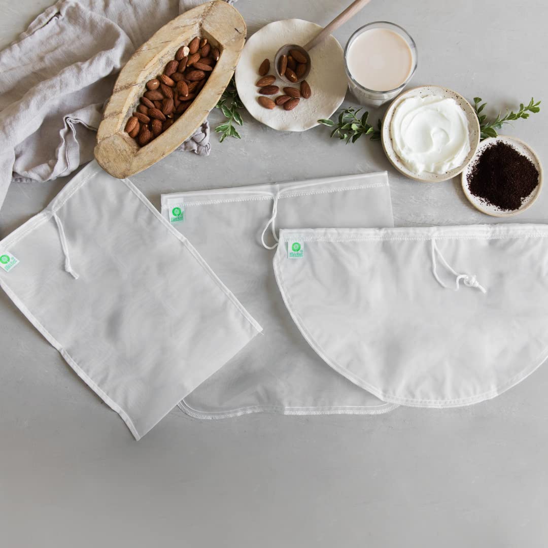 Pro Quality Nut Milk Bags, Greek Yogurt Strainer Bag & Cold Brew Coffee Bag - Commercial Grade Reusable All Purpose Almond Milk