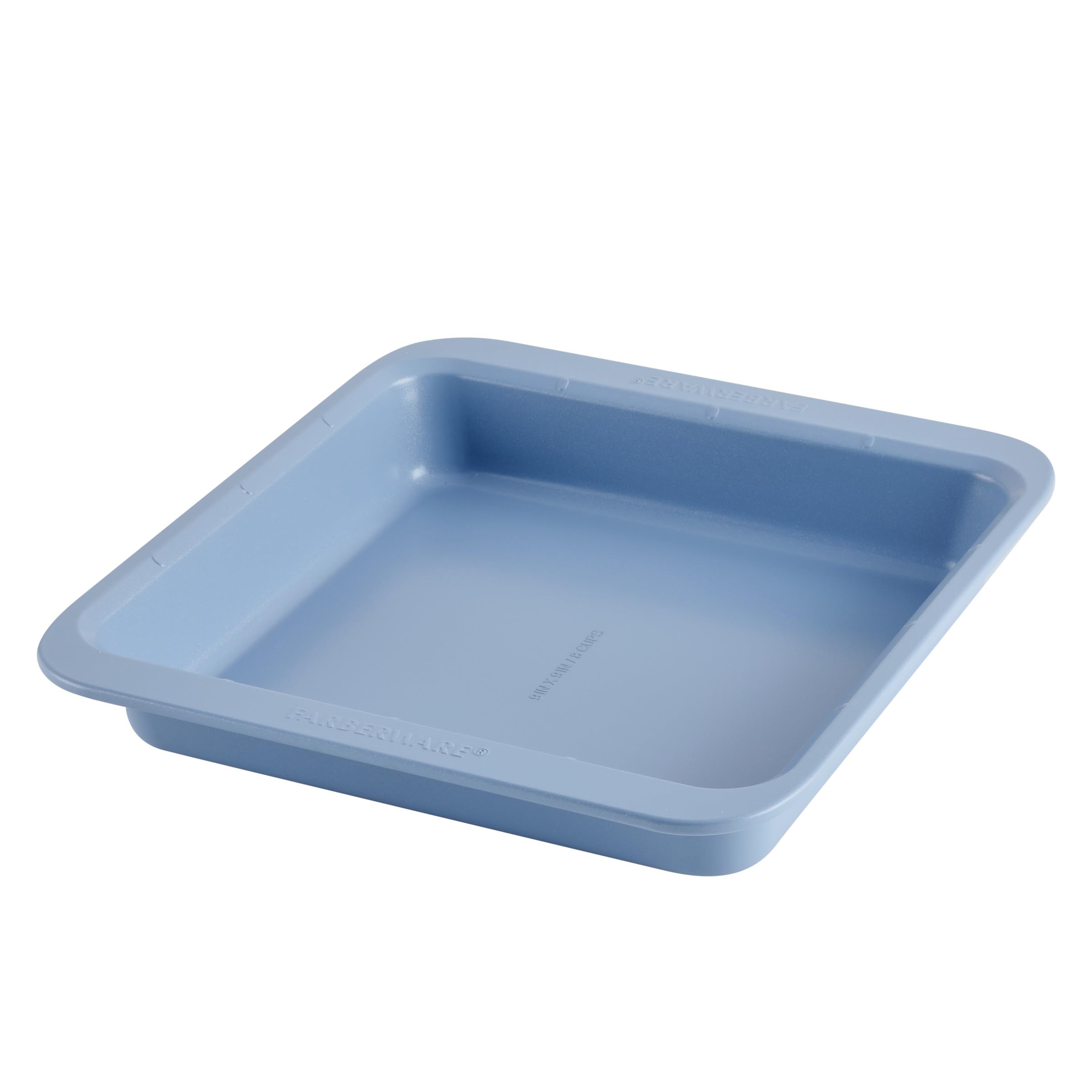 Farberware Easy Solutions Nonstick Bakeware Square Cake/Cookie Pan, 9 Inch with Portion Marks - Blue