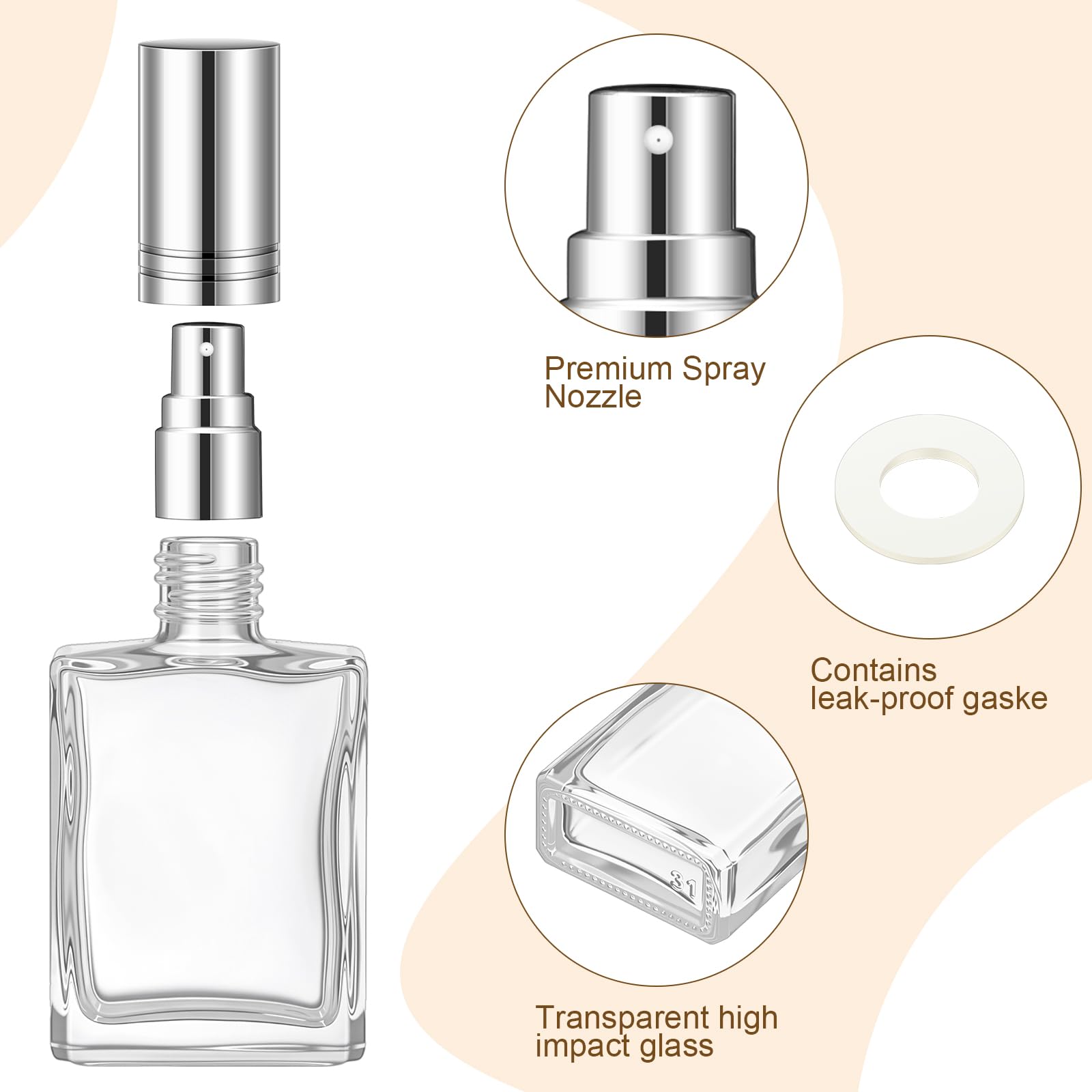 Domensi 30 Pcs 15 Ml Glass Perfume Bottles Mini Glass Empty Spray Atomizer Bottles Bulk Refillable Perfume Dispenser Container W