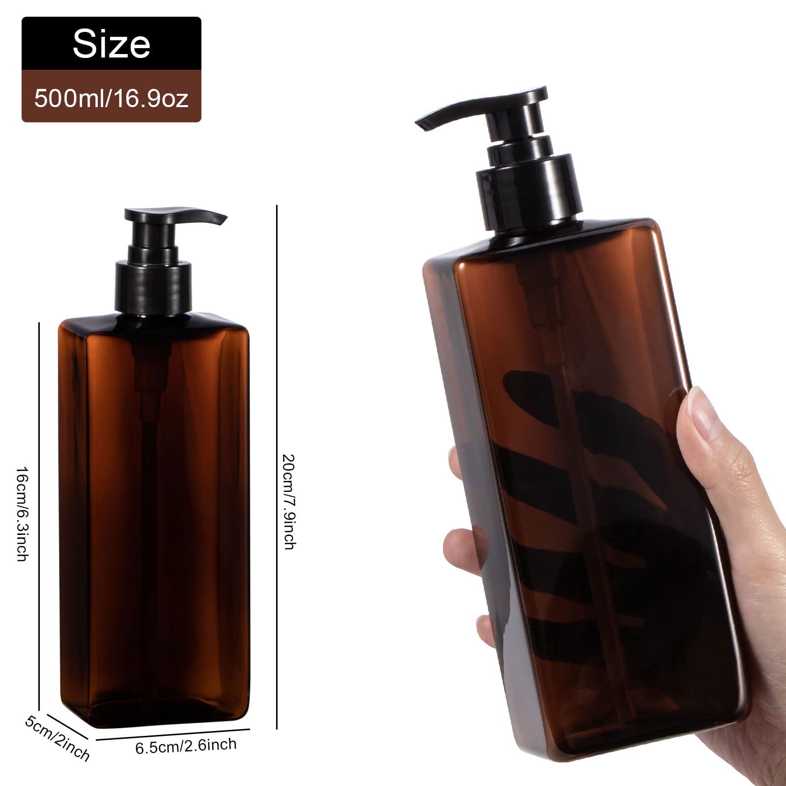 Pump Bottles For Liquids, Yebeauty 2Pcs Shower Pump Bottles 17Oz 500Ml Empty Pump Bottle Lotion Soap Dispenser Liquid Container