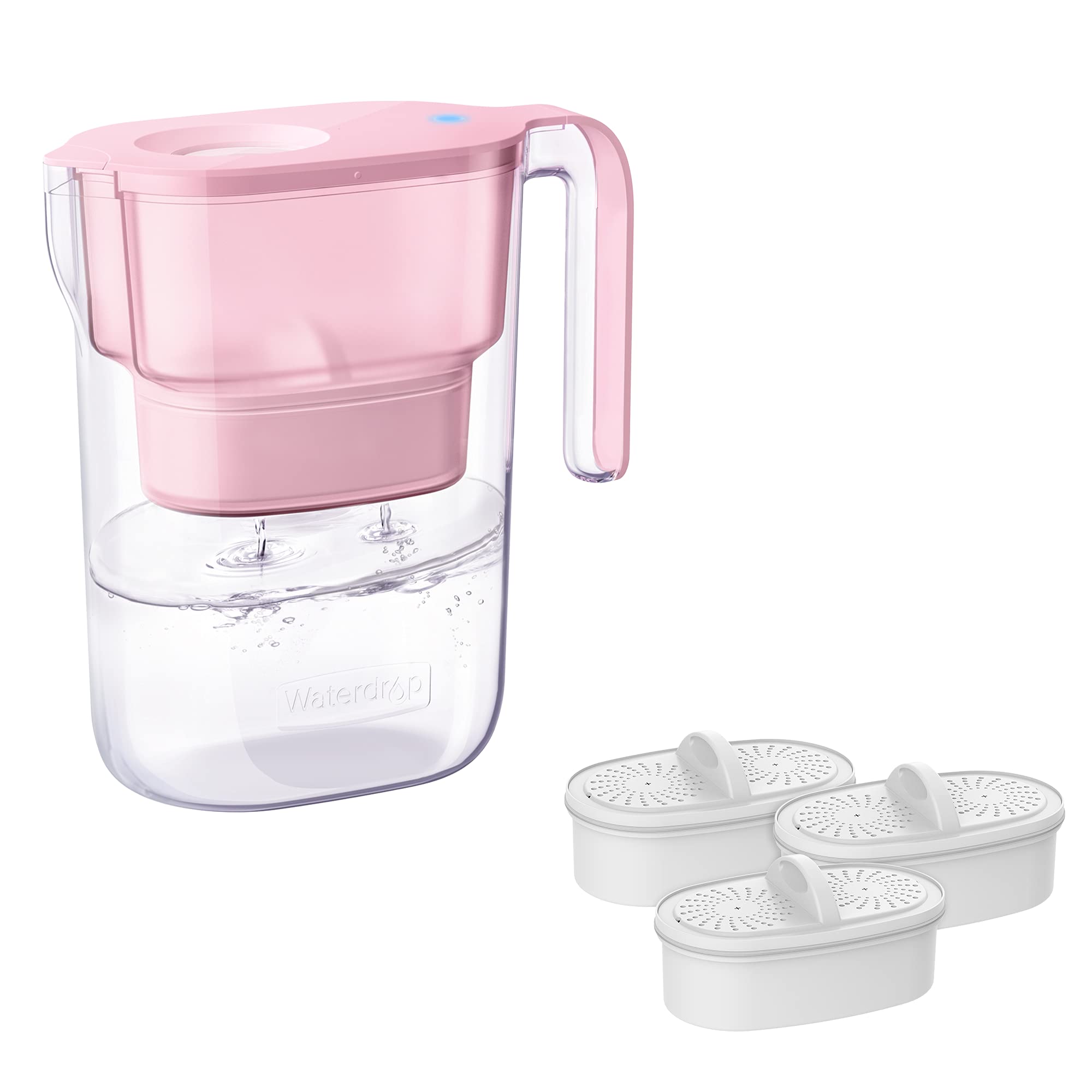 Waterdrop Water Filter Pitcher With 4 Filter, 5X Times Lifetime, Lasts 200 Gallons, For Fridge And Kitchen, Reduces Pfoa/Pfos, C