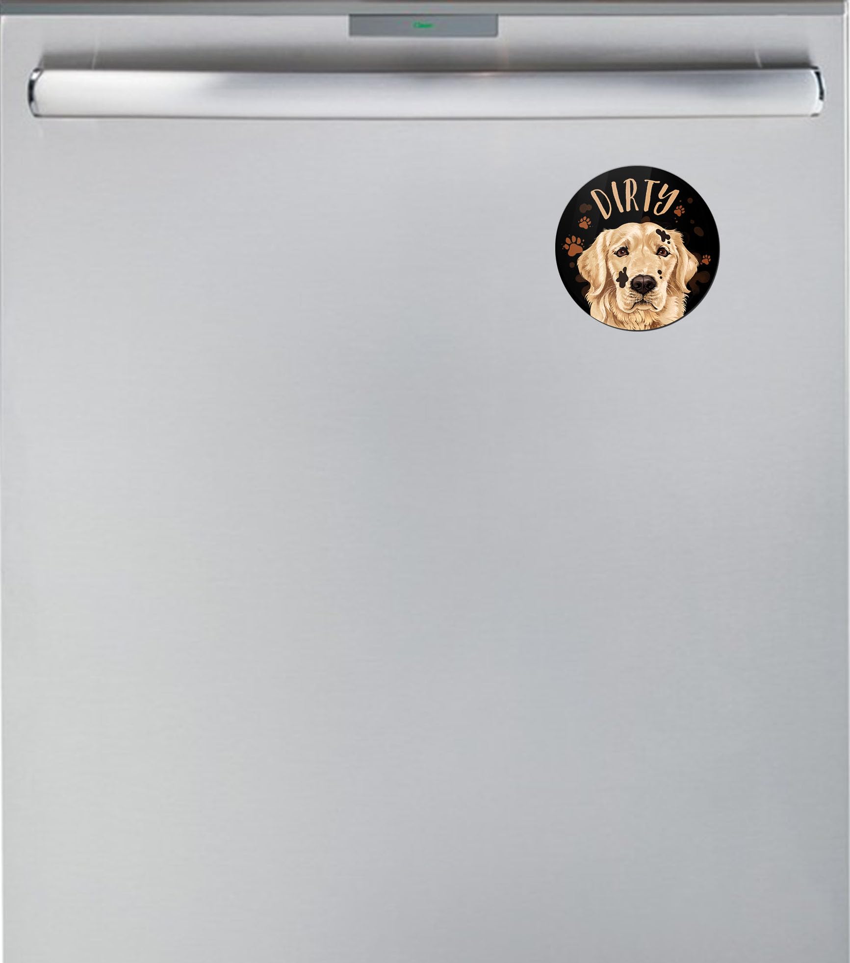 Wirester 3.5 Inch Dishwasher Clean Dirty Flip Sign Double-Sided Decoration For Kitchen Dishwasher Washing Machine, Golden Retrie