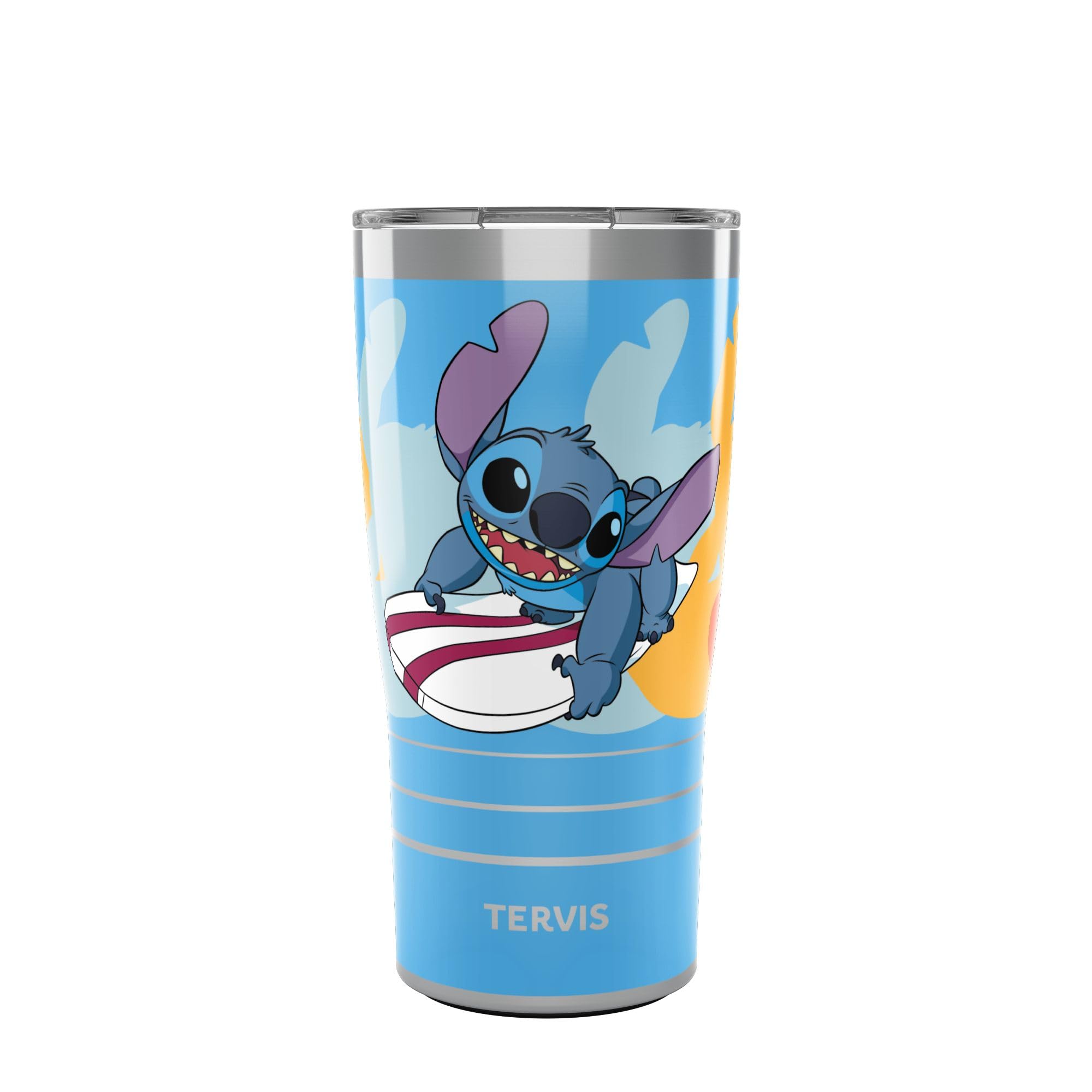 Tervis Traveler Disney - Lilo and Stitch - Surfing Stitch Triple Insulated Tumbler Travel Cup Keeps Drinks Cold & Hot, 20oz, Sta