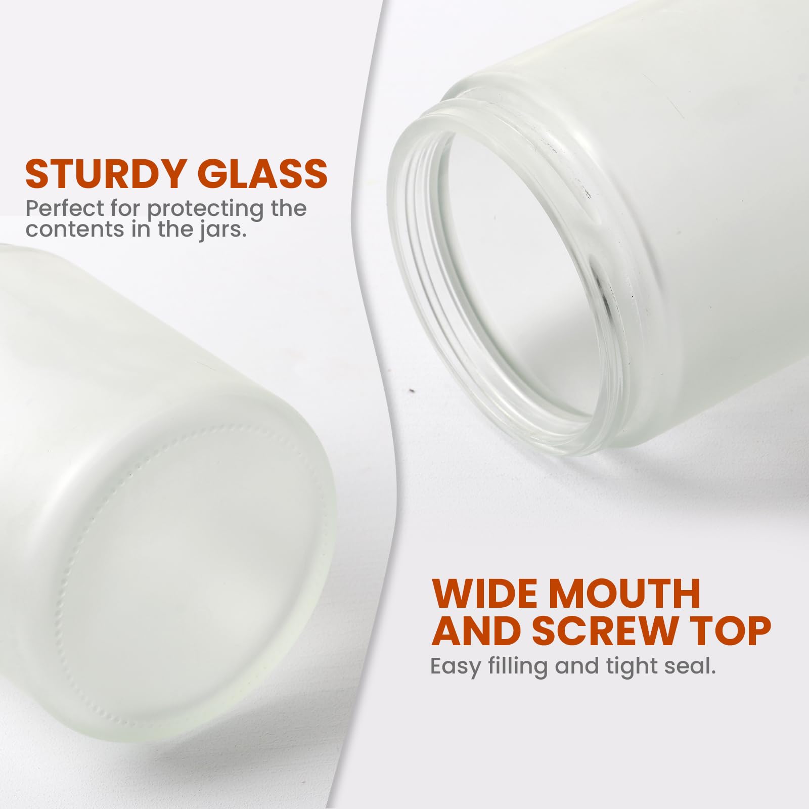 8 Oz Frosted Round Glass Jars, Pack Of 2 With Black Lids, Cosmetics Containers For Face Cream Lotion, Powder, Candle, Spice, Bod