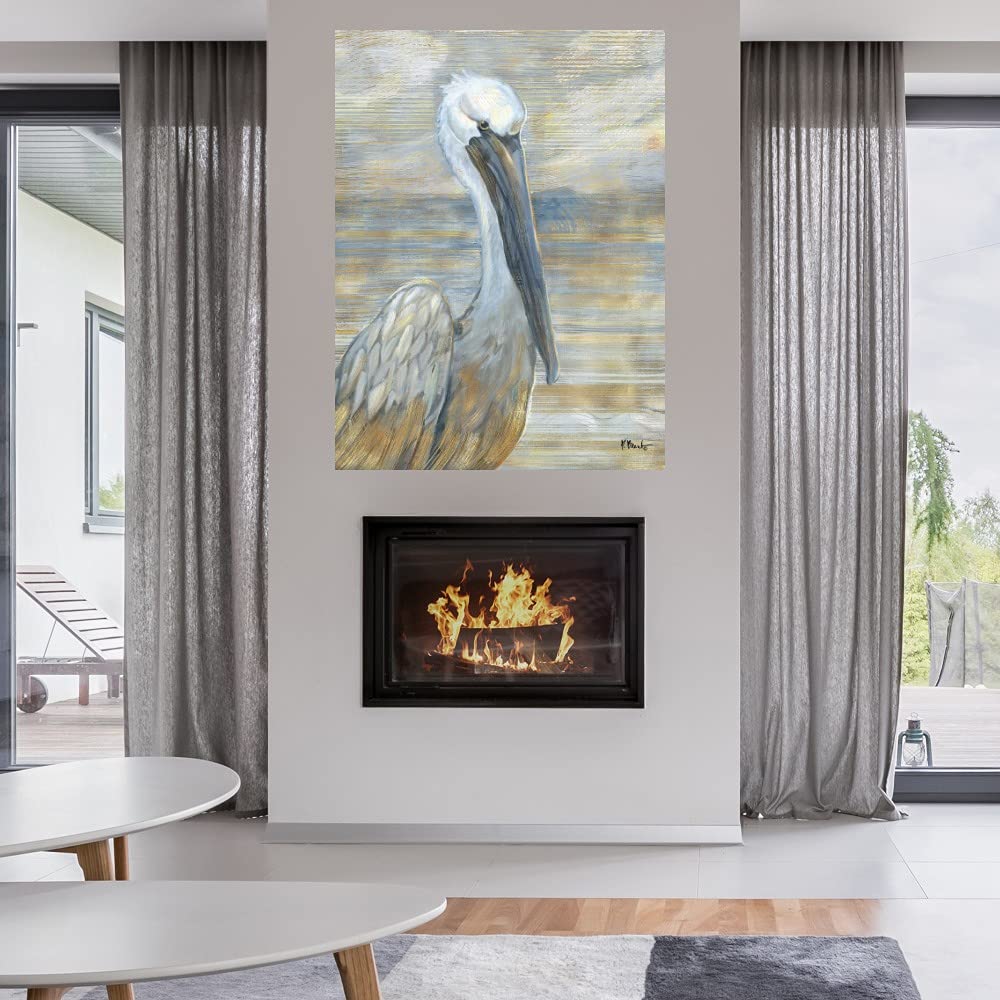 Fine Art Canvas Golden Salty Pelican Canvas Wall Decor By Artist Paul Brent For Living Room, Bedroom, Bathroom, Kitchen, Office,