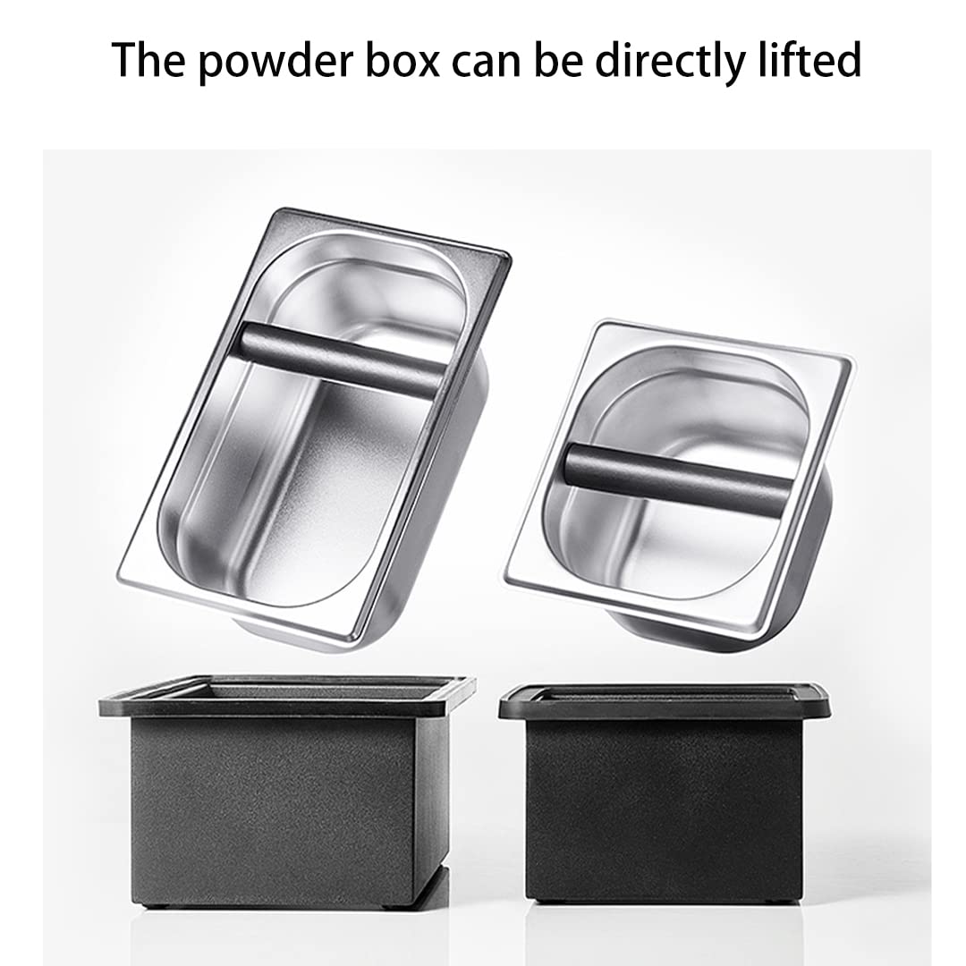 Coffee Knock Box, Stainless Steel Dump Bin Espresso Knock Box For Coffee Grounds With Removable Non-Slip Base Shock-Absorbent Fo