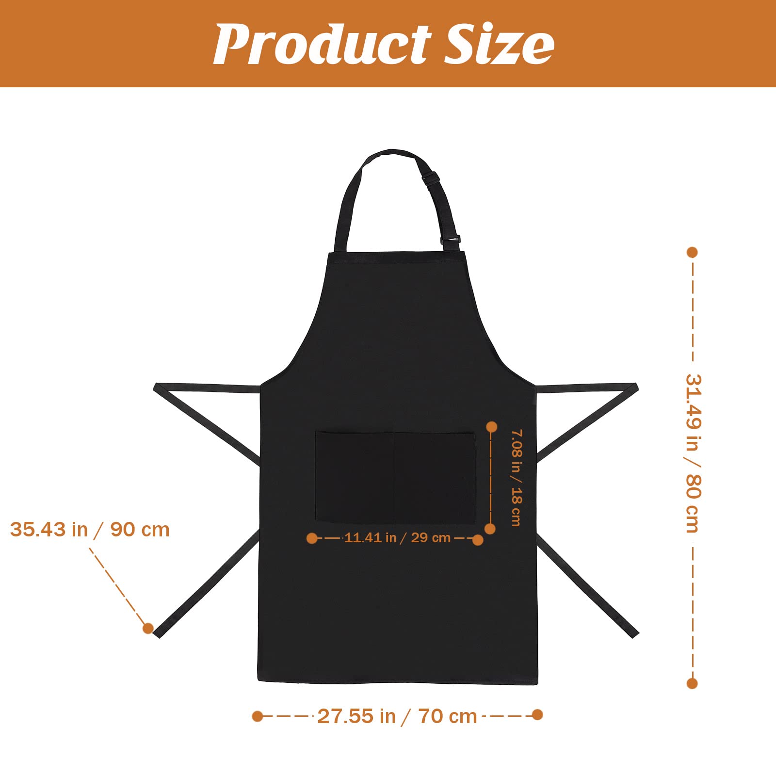 Loteaf 4 Pack Adjustable Apron, Black Apron With 2 Pockets, Machine Washable Apron Perfact For Cooking, Grilling, Dishwashing, R