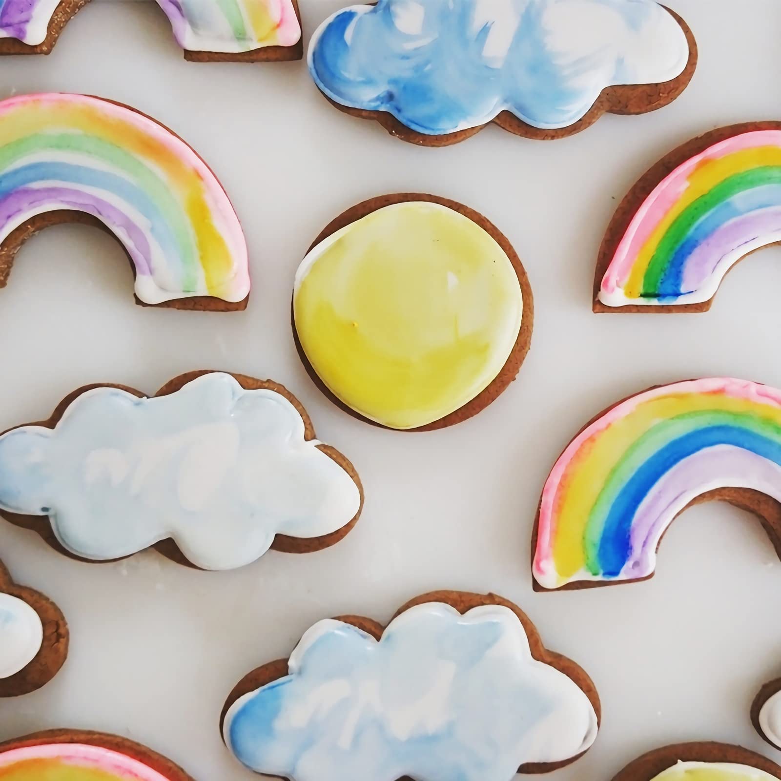 Weather Cookie Cutter Set For Baking - 9 Piece - Rainbow Cloud Lightning Bolt Raindrop Sun Shooting Star Moon Snowflake Cookie C