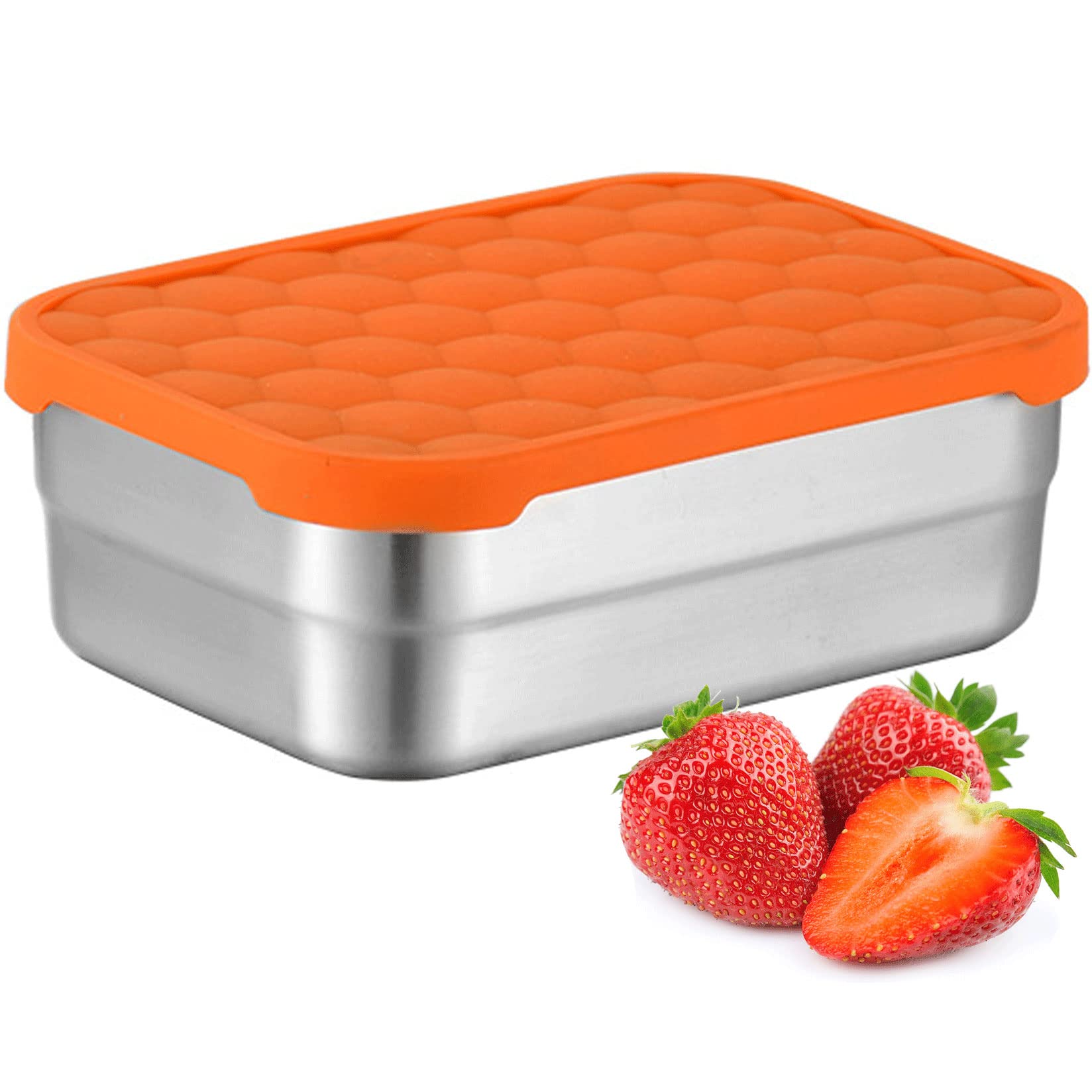 Aoraki Stainless Steel Containers With Lids, Lunch Box Container With Leak Resistant Silicone Lid, Food Storage Bento Box For Sn