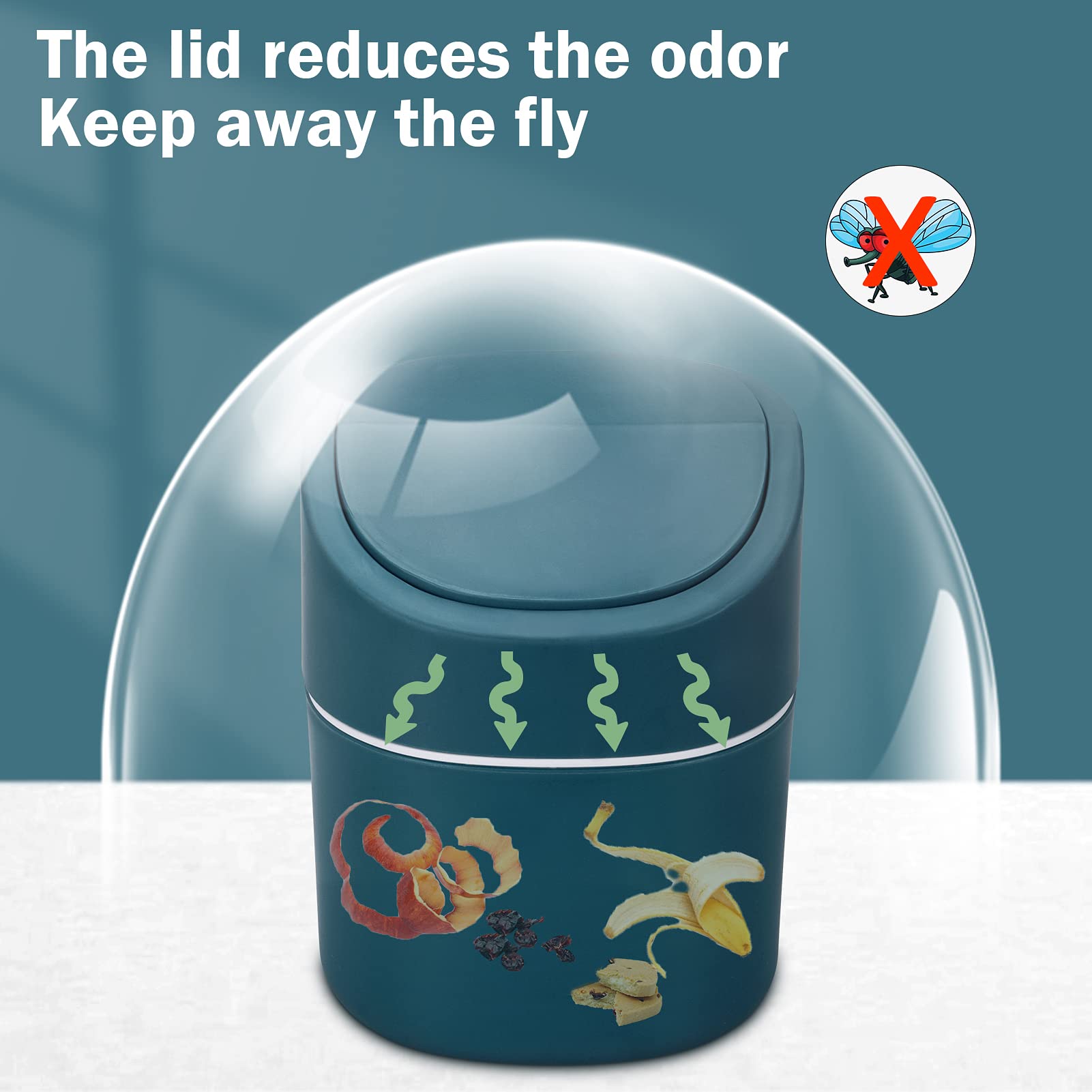 Mini Desk Trash Can With Lid With Trash Bags 180 Pcs Swing-Lid Tiny Countertop Garbage Bin Small Table Top Plastic Covered Waste