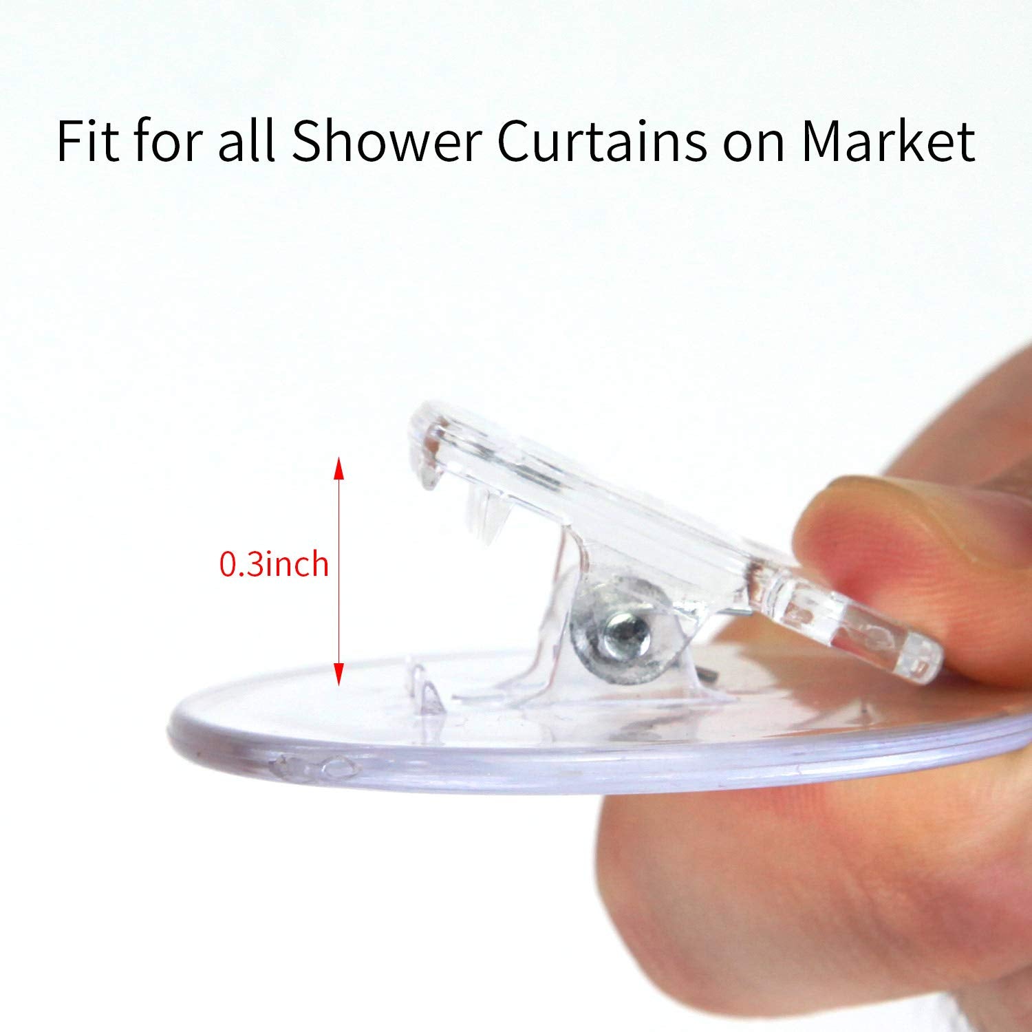 4 Pack Shower Curtain Clips, Shower Windproof Splash Guard - Self Adhesive Shower Curtain Weight Clip (Clear)