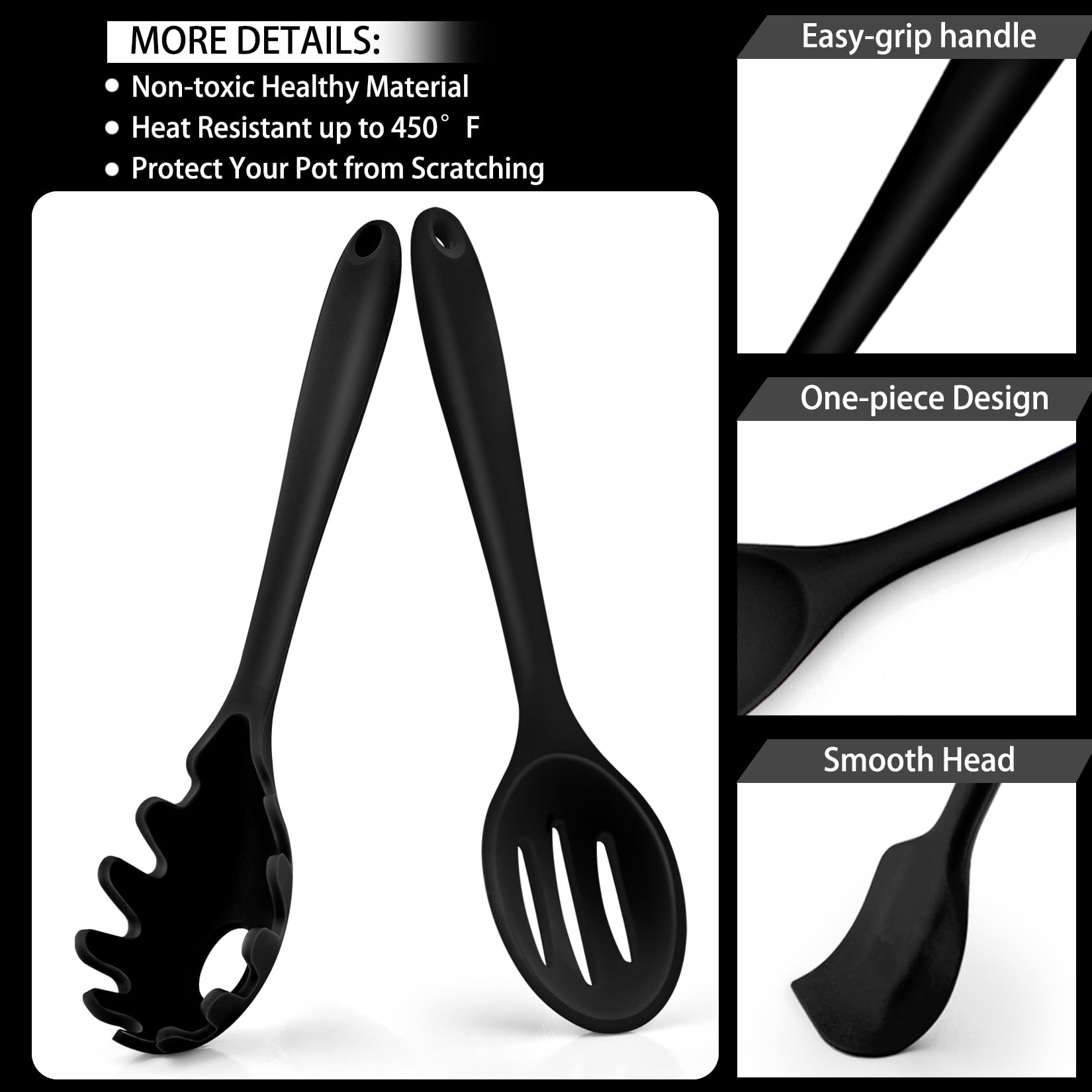 Kitchen Cooking Utensils Set Of 7, P&P Chef Heat-Proof Cooking Utensil Kitchen Spatula For Nonstick Cookware Cooking Serving, Sl