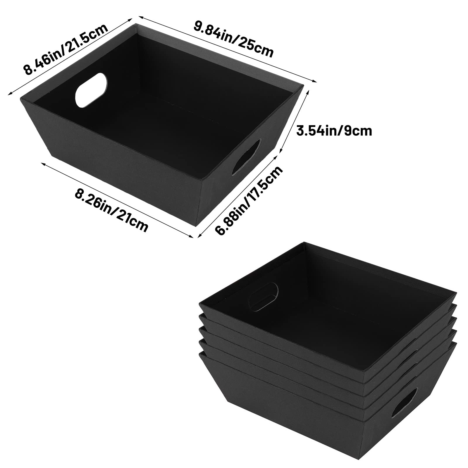 Baskets For Gifts Empty - Gift Baskets Empty To Fill Kit - Black Basket Cardboard To Fill Bulk 5 Pack For Holiday, Birthday, Chr