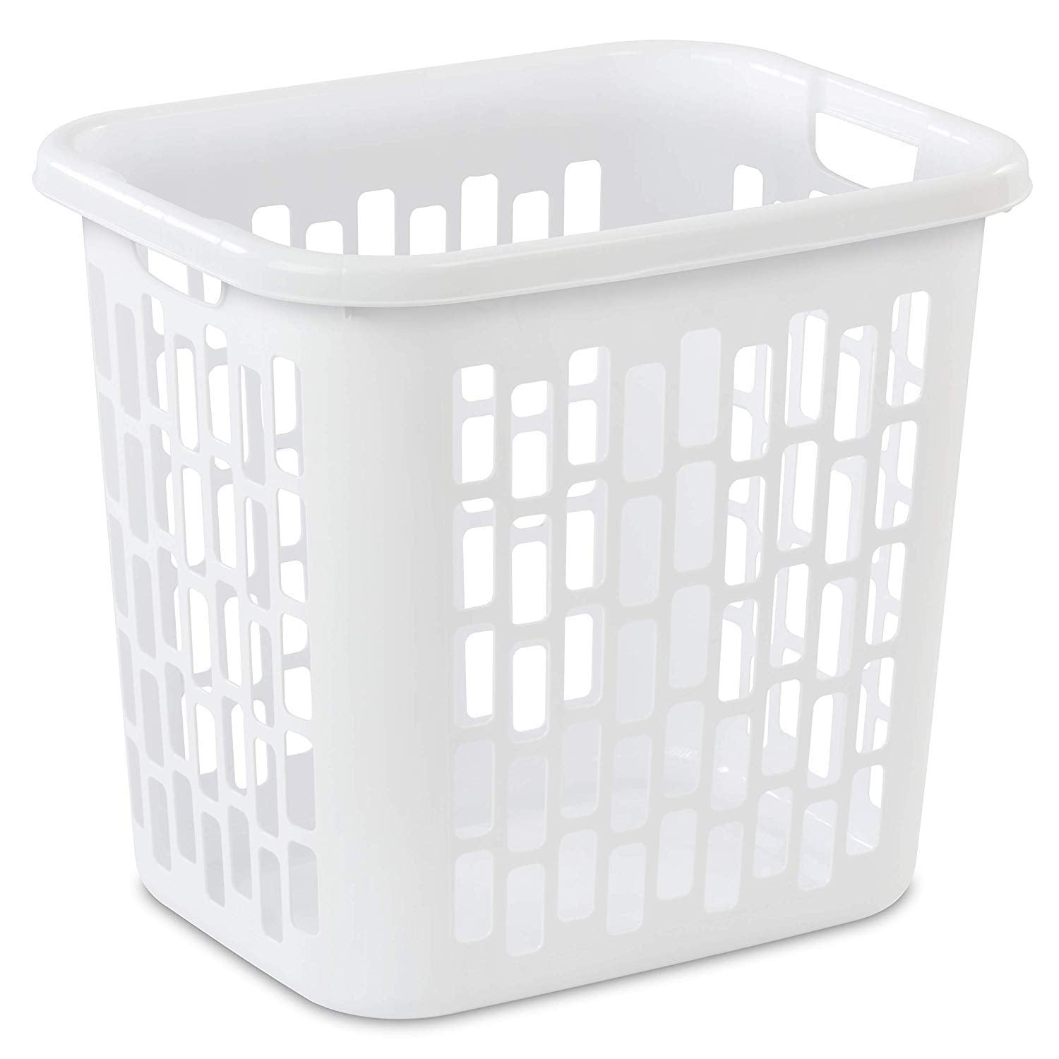 Sterilite Ultra Easy Carry Plastic Dirty Clothes Laundry Basket Hamper With Integrated Handles And Ventilation Holes, White (12