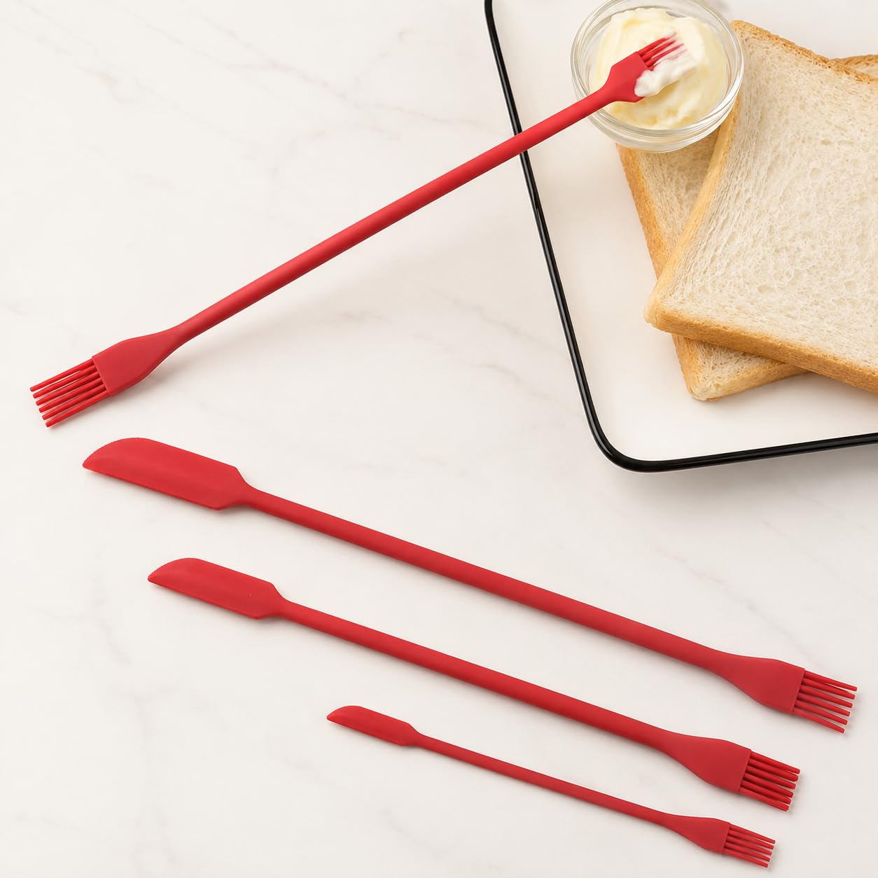 3Piece DualEnded Silicone Mini Spatula And Basting Brush Set  FoodGrade HeatResistant Kitchen Tools For Narrow Jars, Baking