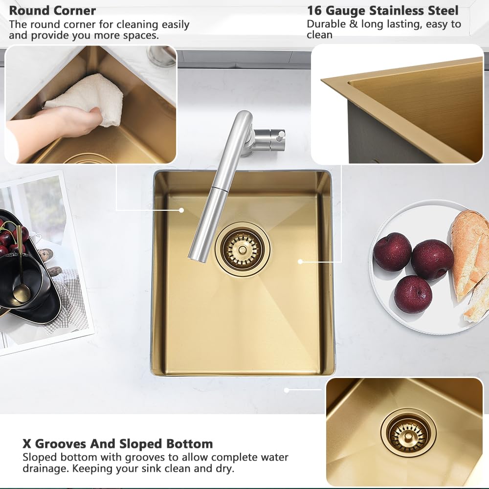 13 Black Bar Sink Undermount-Vasoyo 13X15 Inch Undermount Bar Sink Deep Bar Prep Sink 16 Gauge Black Stainless Steel Undermount