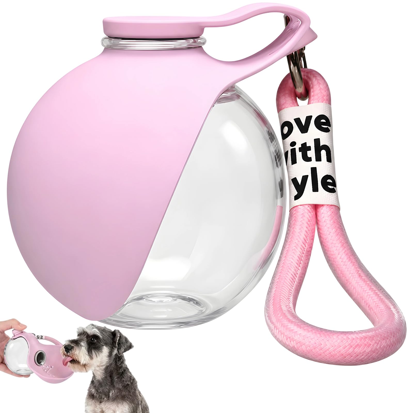 Portable Dog Water Bottle, 2 in 1 Pet Water Dispenser with Silicone Bowl