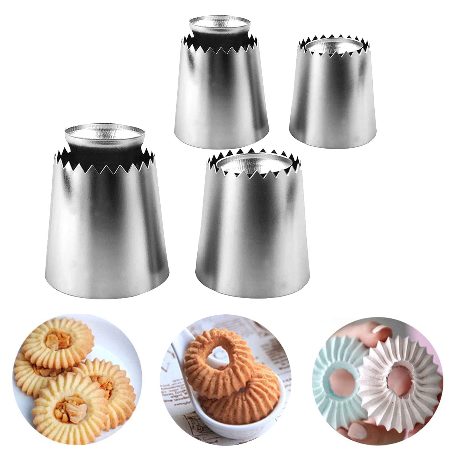 Romeo Cake Decorating Icing Tips, Hsxxf 2 Style 2 Sizes Stainless Steel Piping Tips Russian Piping Cake Nozzles Tips Frosting Ic